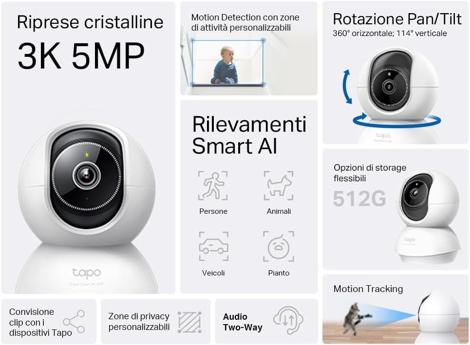Detalle de Tapo C230 Telecamera Wi‑Fi interna 5 MP 3K con visione notturna