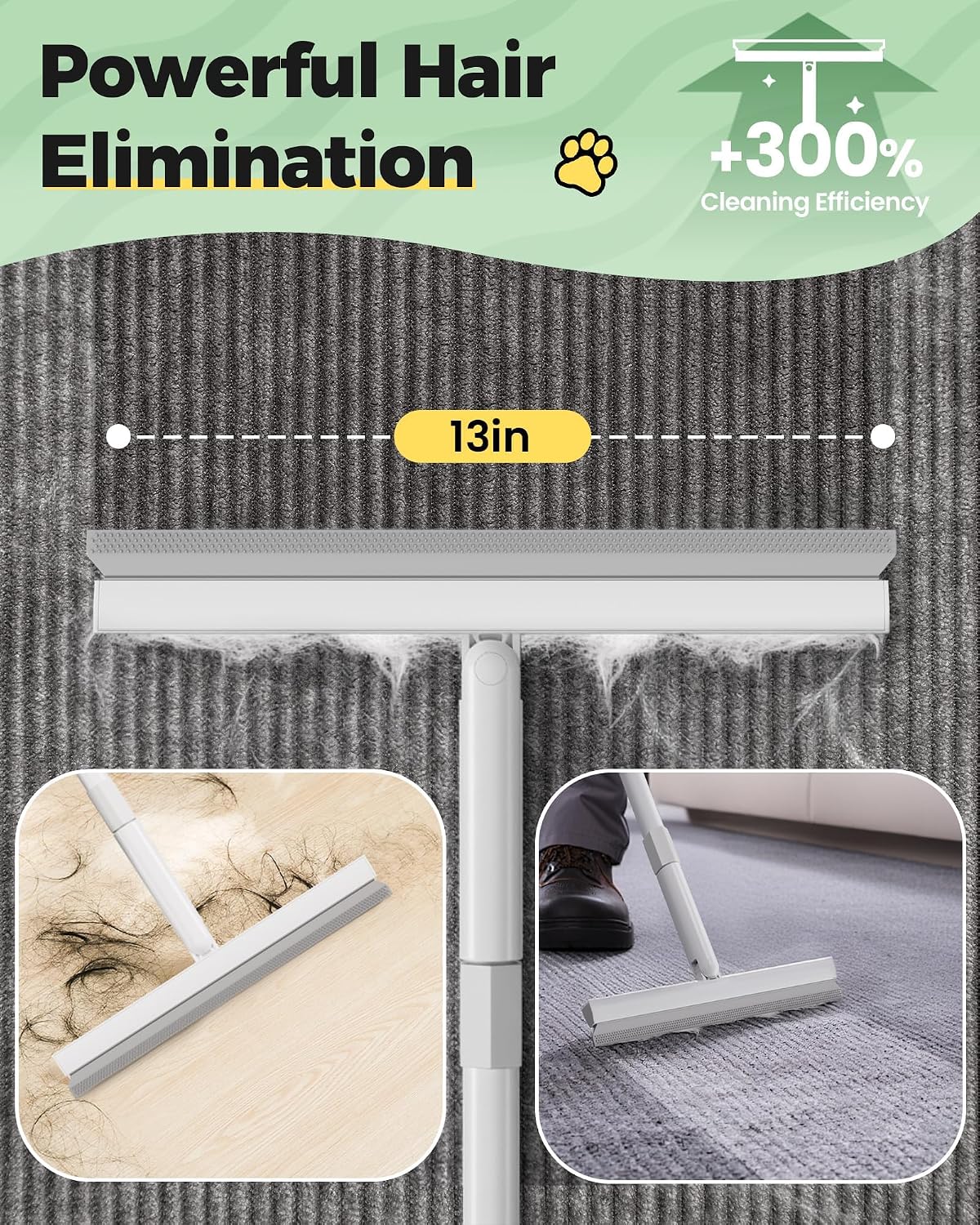 Detalle 1 de 4 in 1 Carpet Rake Kit 60" pet hair remover
