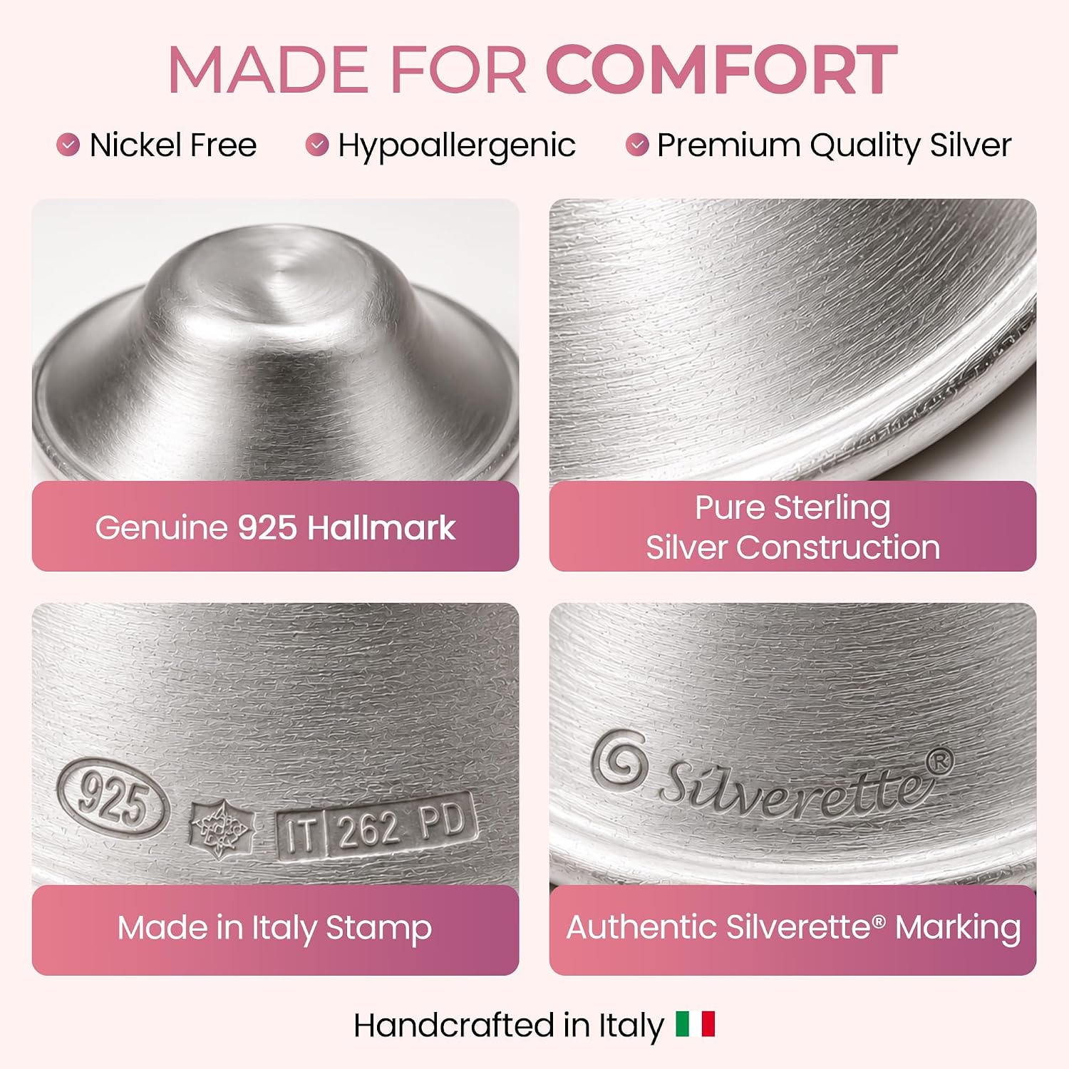 Thumbnail 6 de Silverette Small Nursing Cups, 925 Sterling Silver, Handcrafted in Italy