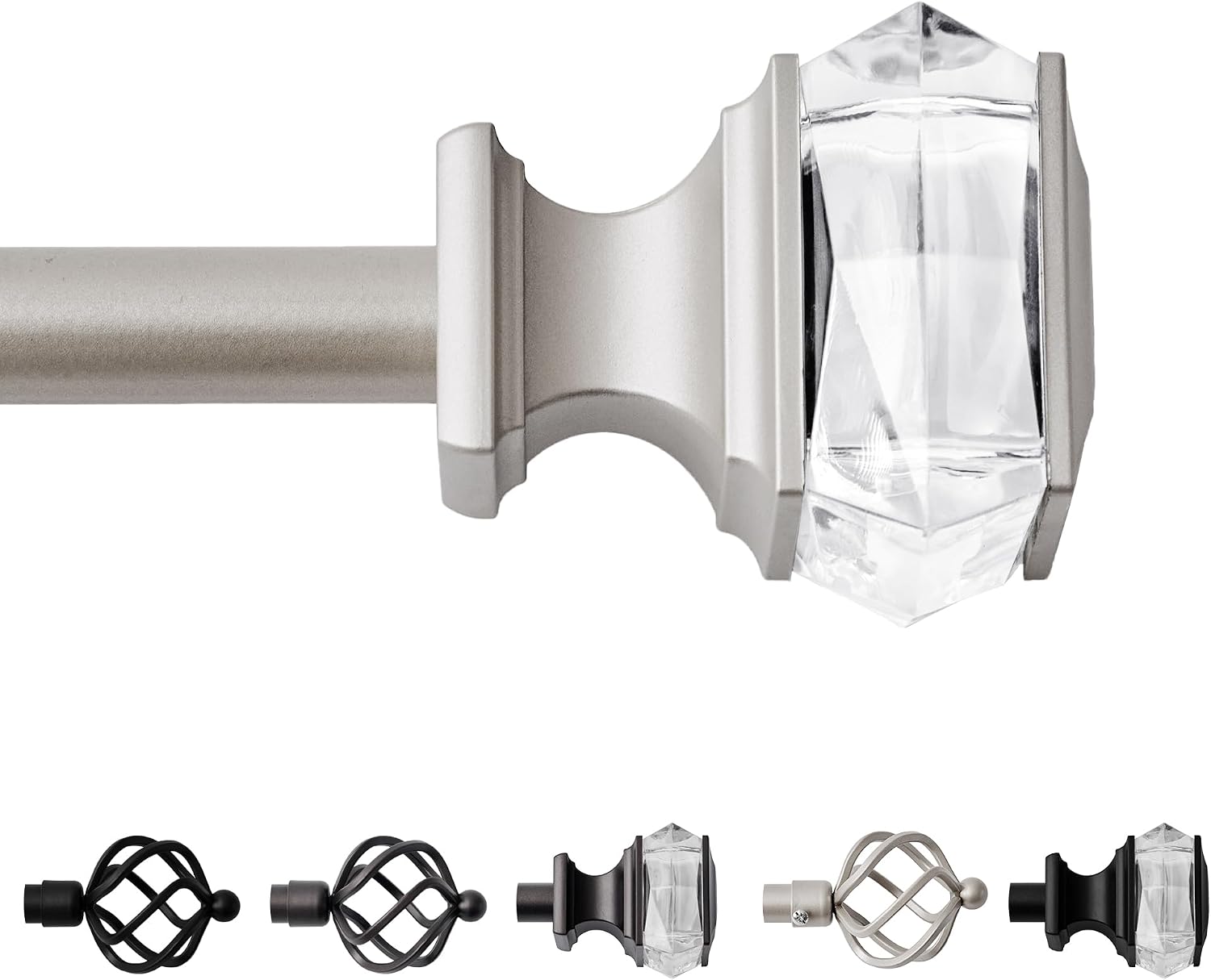 Detalle de Sharpliving Champagne Drape Rod, Adjustable 30–48-Inch Curtain Rod with Square Finials