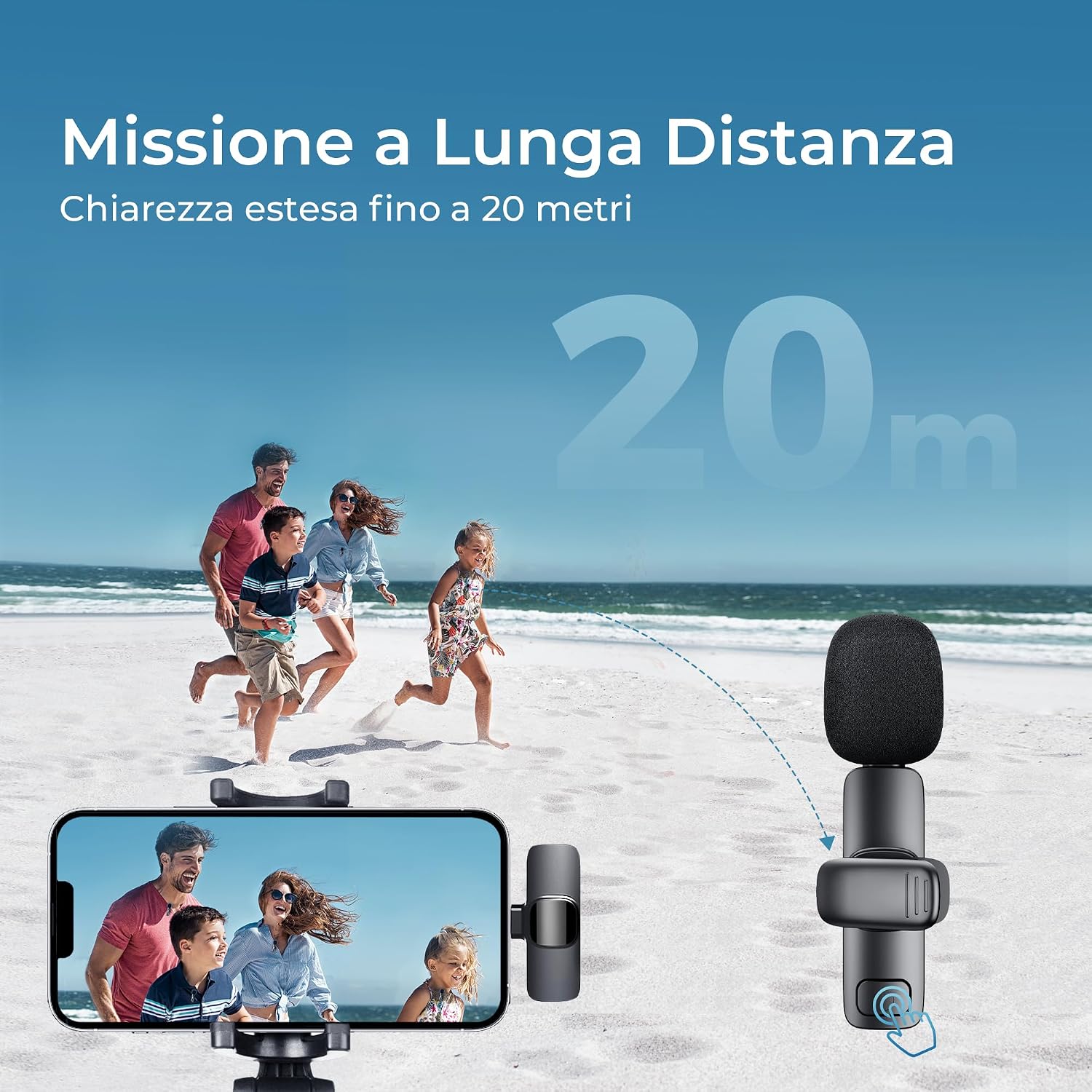 Detalle de YRF Microfono Lavalier Wireless: libertà di registrazione per iPhone, Android e iPad