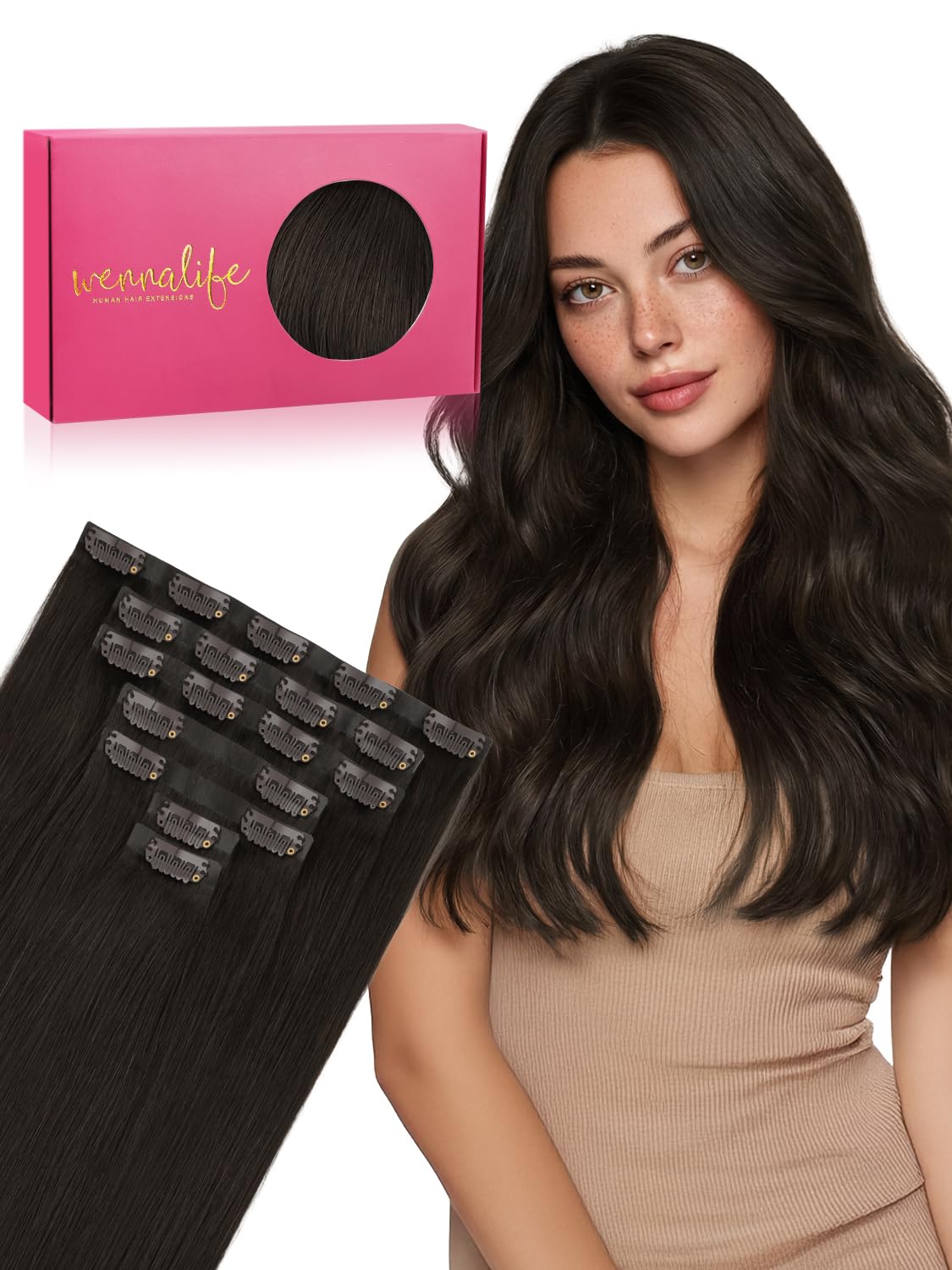 Detalle de WENNALIFE Seamless Clip-In Hair Extensions 24" 160g ๐โ