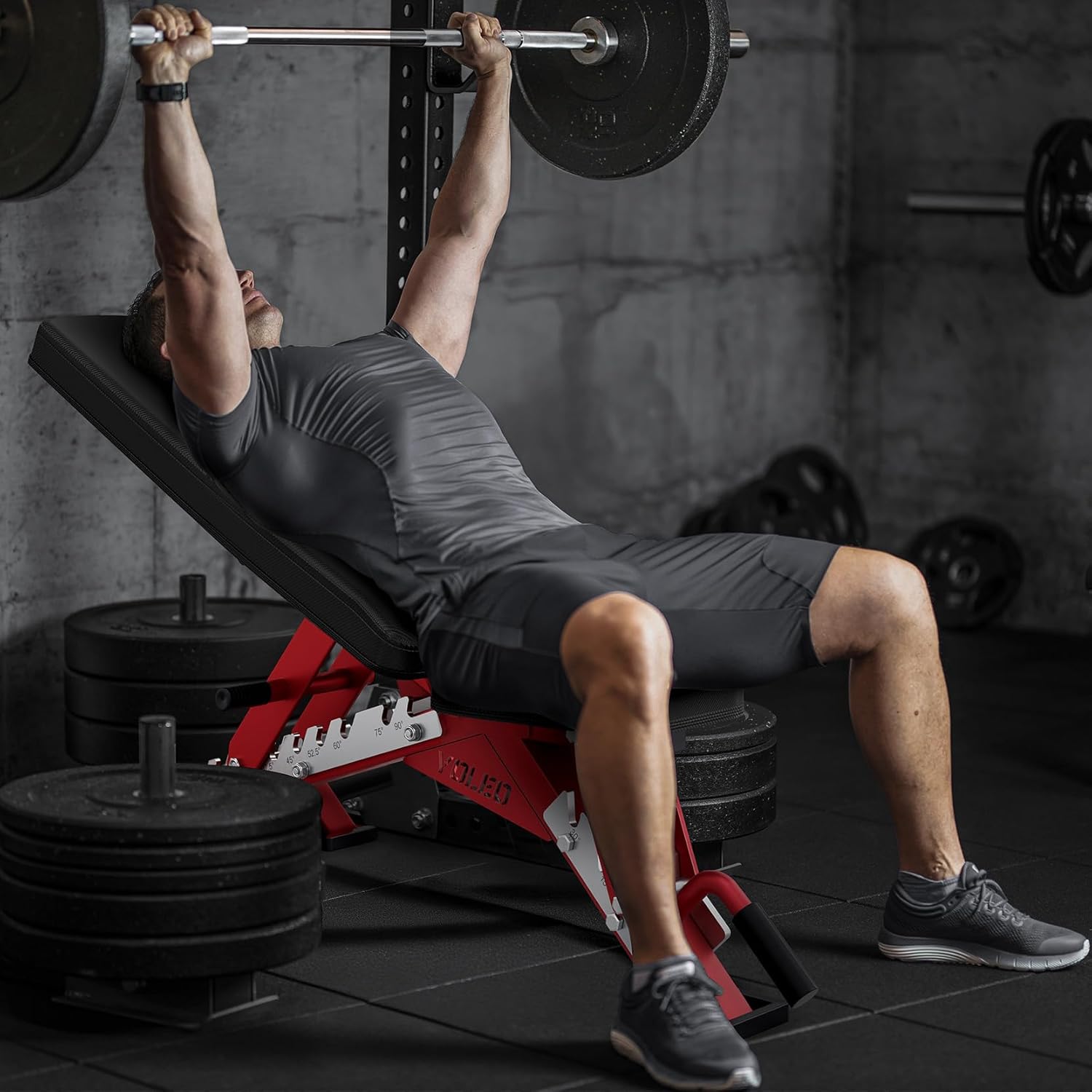 Thumbnail 6 de YOLEO Panca pieghevole da 1000 kg multifunzione con supporto schiena e testa – panca inclinata per allenamento fitness