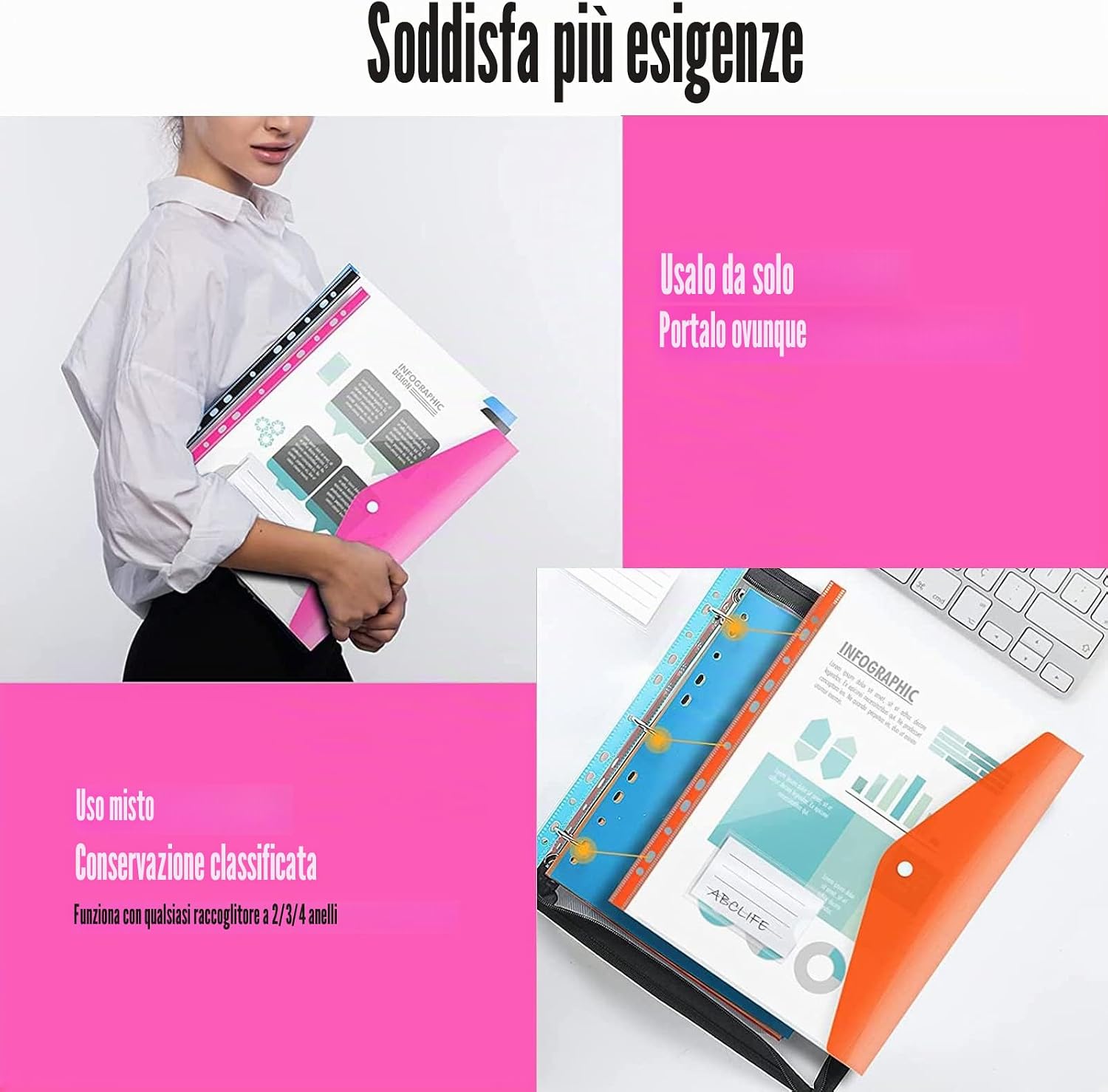 Thumbnail 2 de Ansook 14 Tasche A4 Espandibili: Portafogli e Cartelle in PP per Archiviazione Pratica