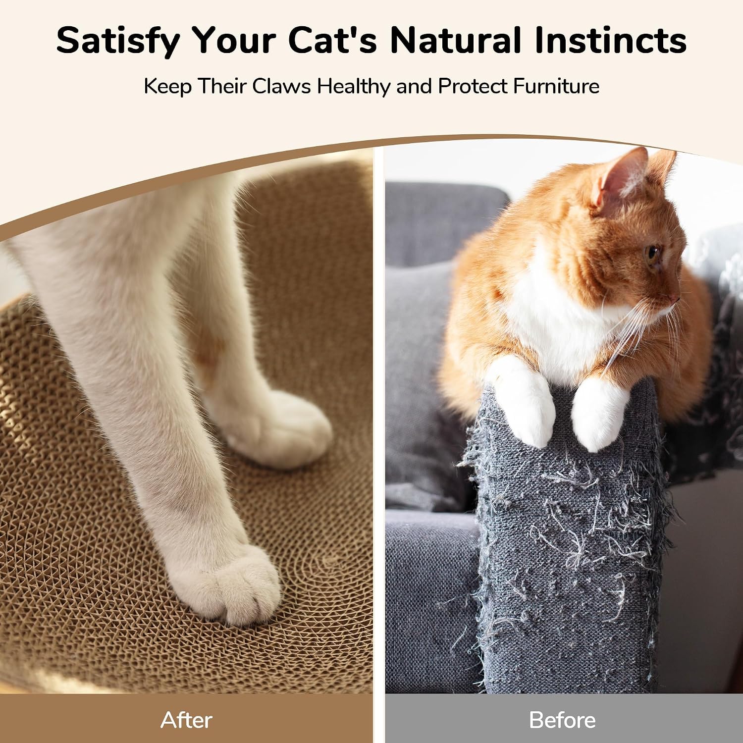 Thumbnail 6 de FUKUMARU Cat Scratcher Cardboard Lounge Bed (2-in-1 oval scratch pad) in wood colour