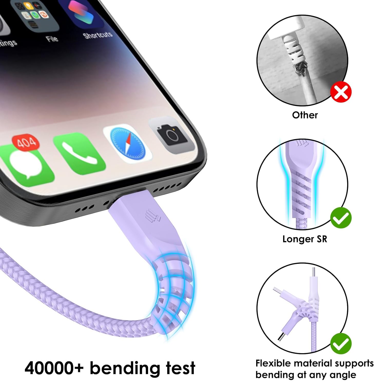 Detalle de TECHGEAR USB C to USB C 3M Long Charger Cable 60W – Braided, Fast Charging for iPhone, iPad, Samsung, Pixel and more