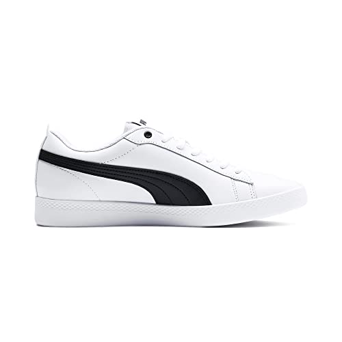 Detalle de PUMA Smash Wns V2 L para mujer: zapatillas casuales en blanco/negro, estilo urbano y cómodo ajuste