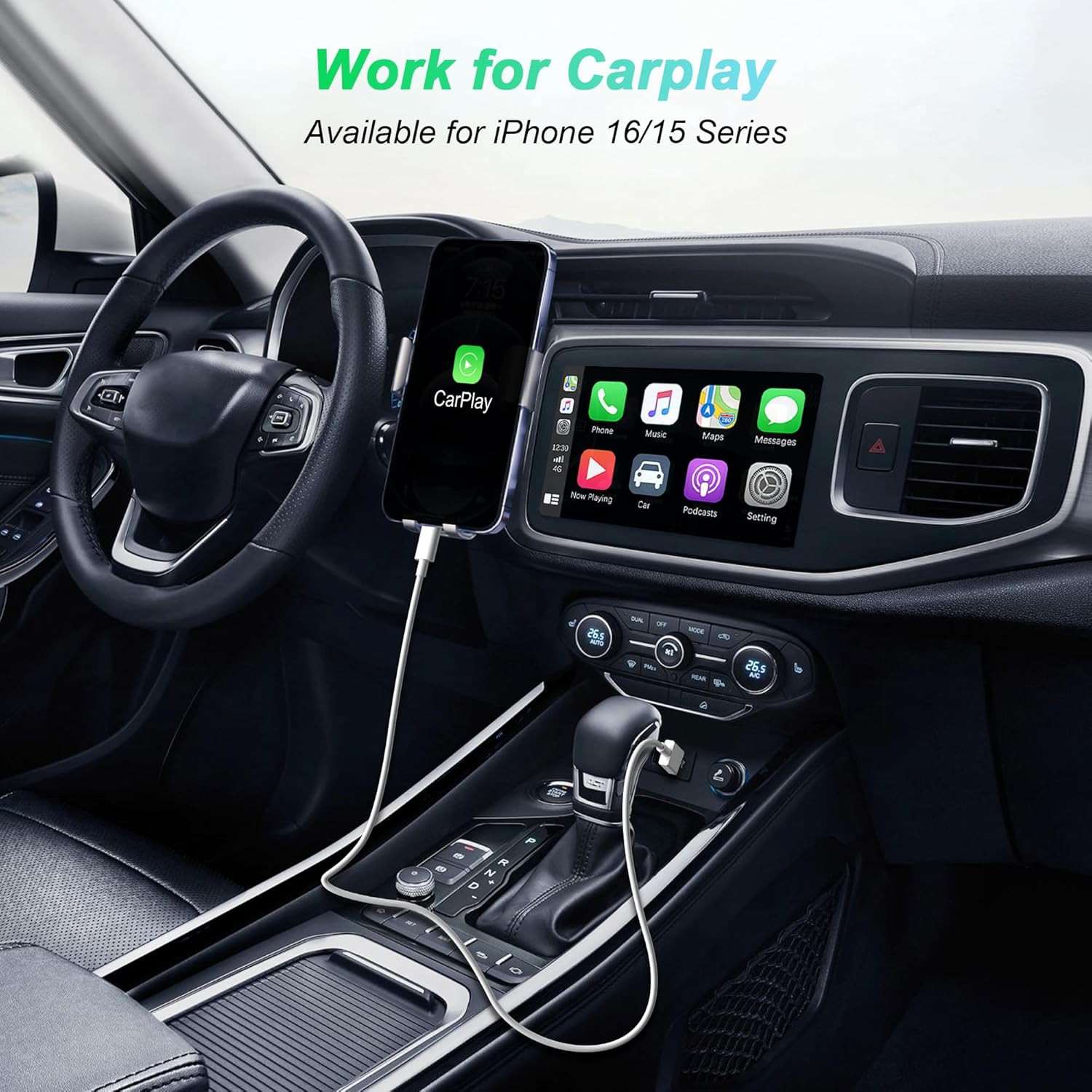 Detalle 2 de Car Carplay Cable USB-A to USB-C 3ft for iPhone