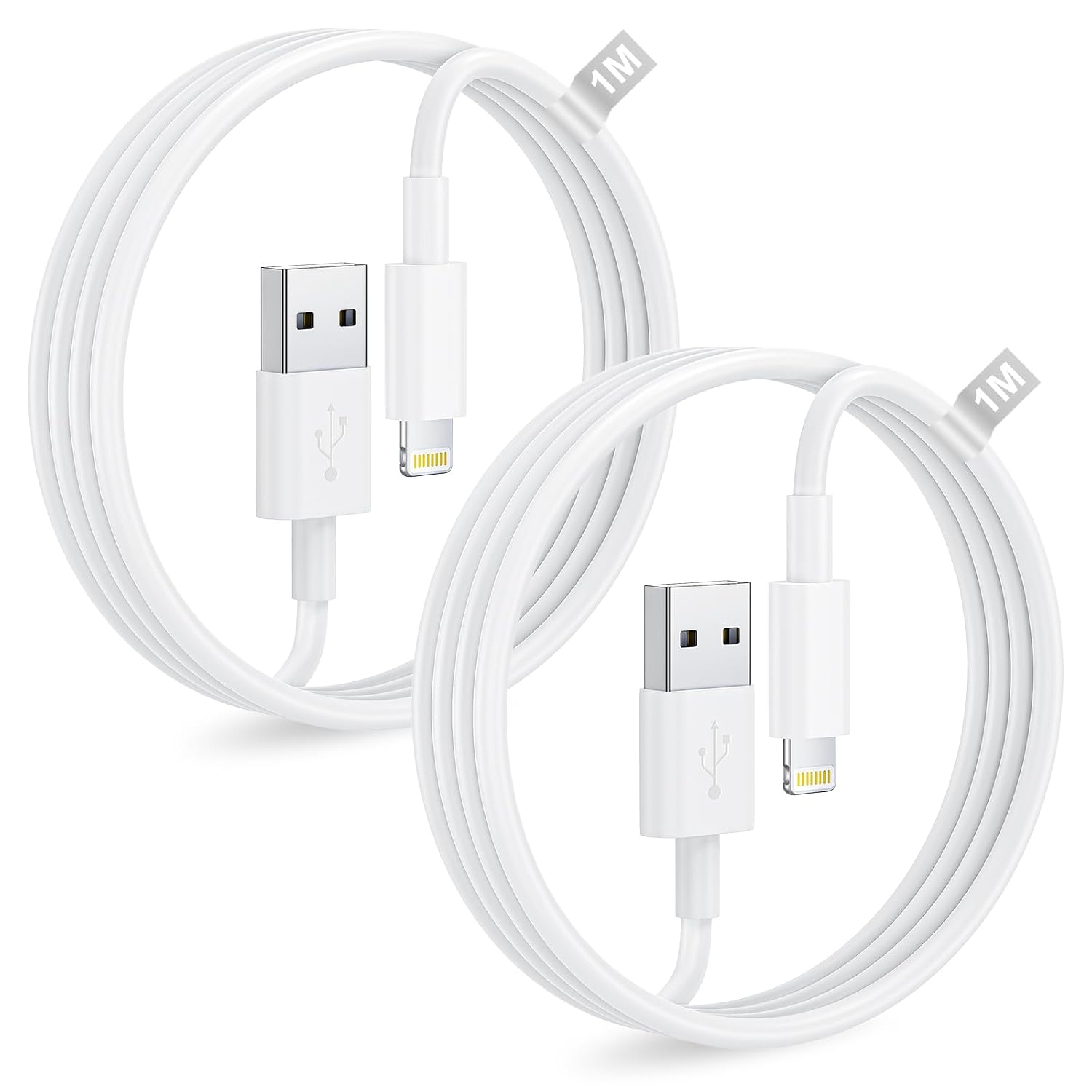 Detalle de Bamkey iPhone Lightning-kabel, 2-pack med 1 m längd och MFi-certifiering