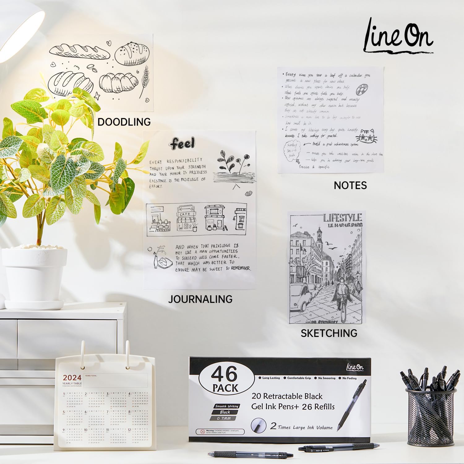 Thumbnail 3 de Lineon 46 penne gel nere 20+26 ricariche 🖊️