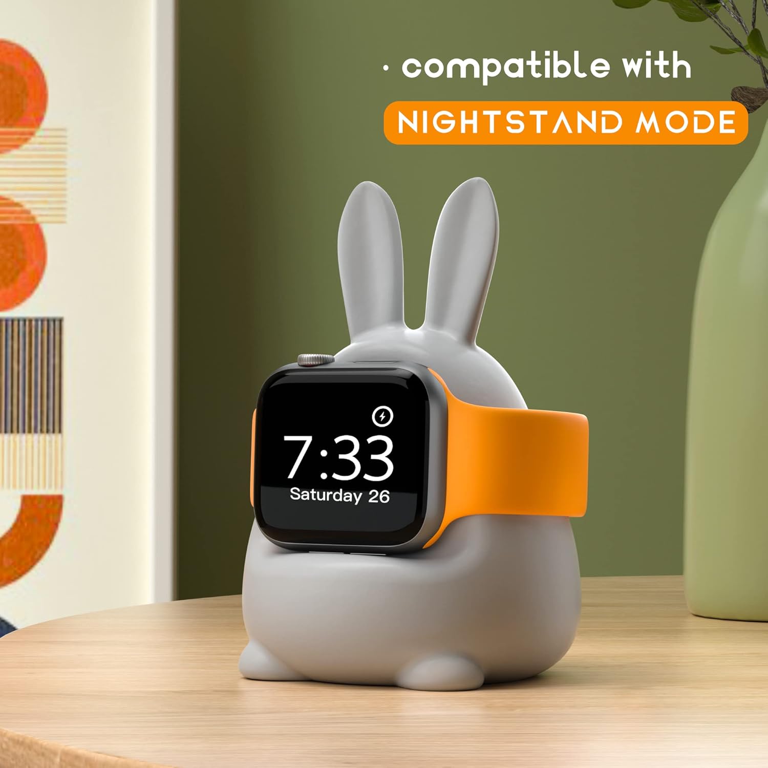 Thumbnail 4 de ELETIUO Charger Stand Silicone Dock Holder for Apple Watch (Various Series) – Grey