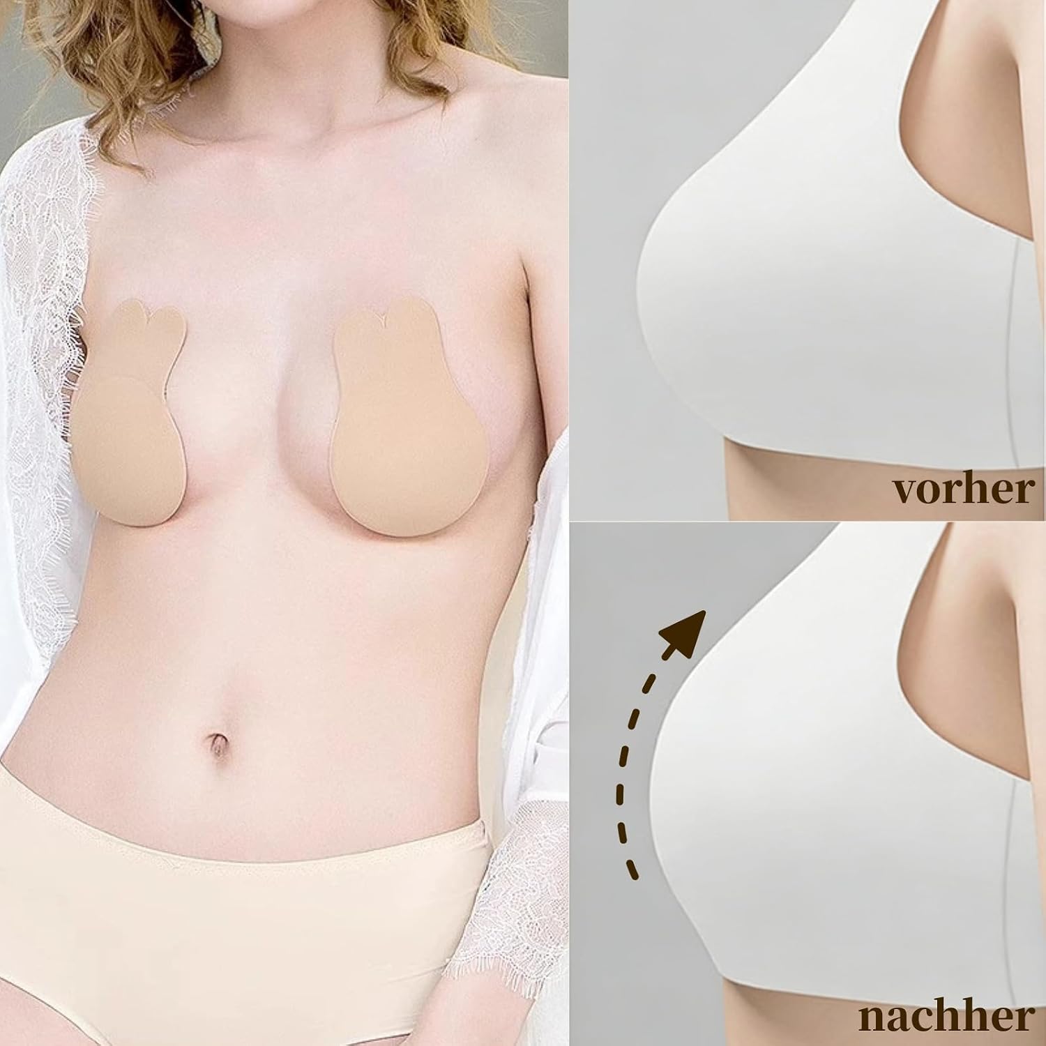 Detalle de Dresmannst Klebe BH Push Up Rückenfrei – Unsichtbarer, trägerloser Nippelpads-BH für Rückenfreiheit