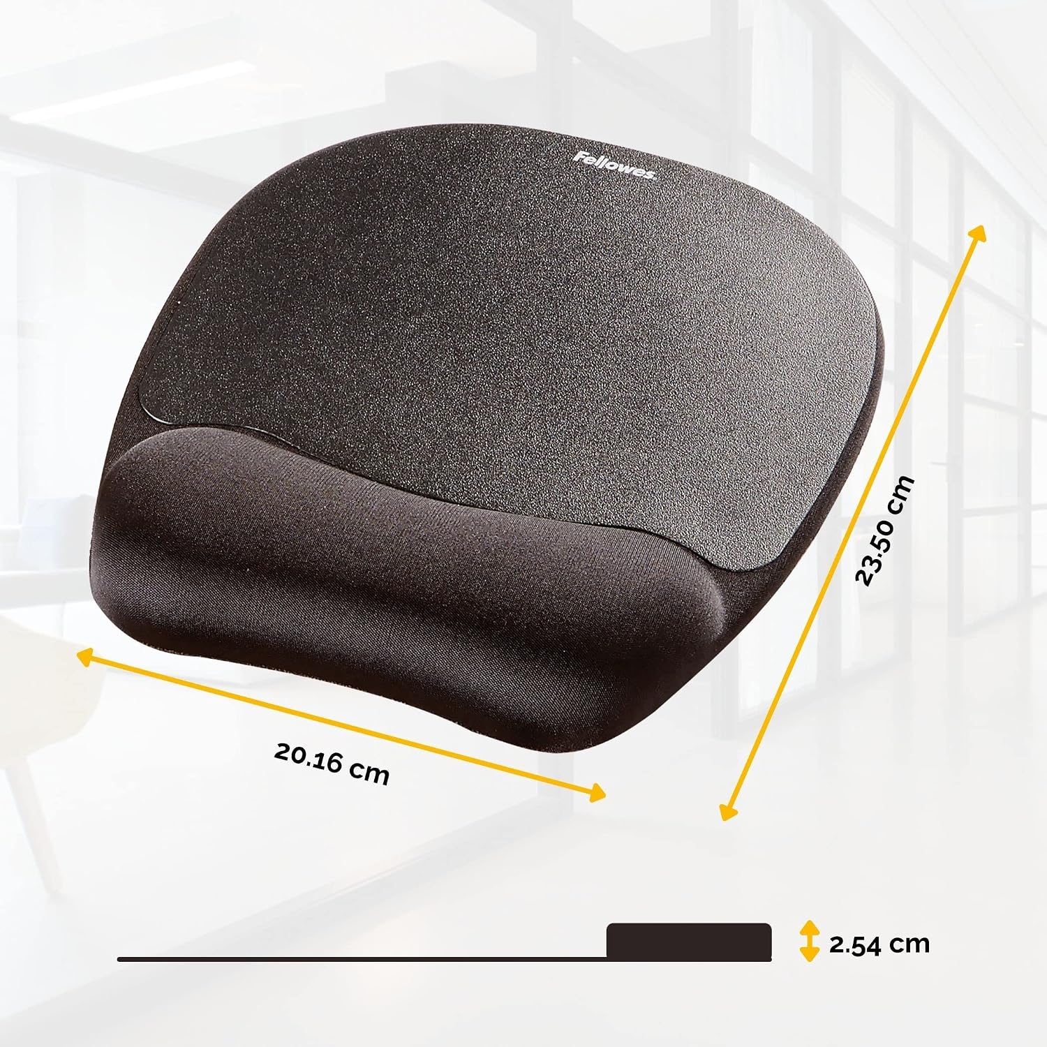Detalle de Fellowes Memory Foam Mouse Mat with Wrist Support – Ergonomic Pad for Comfort and Support