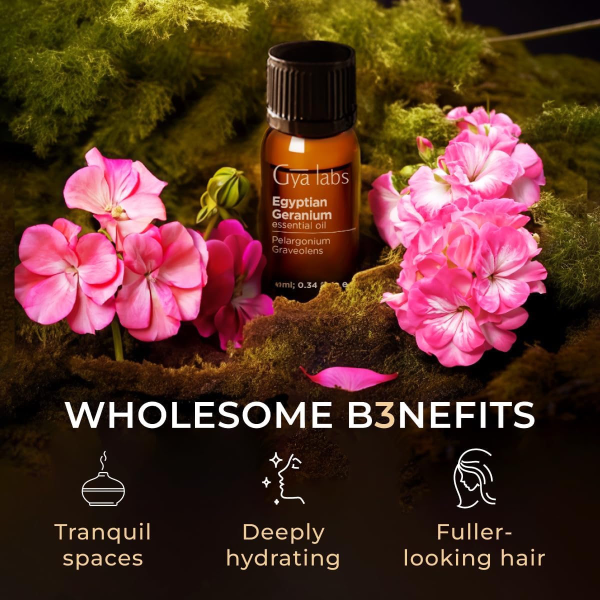 Detalle de Gya Labs Egyptian Geranium Essential Oil 10ml – 100% Natural for Diffuser, Skin & Hair Care
