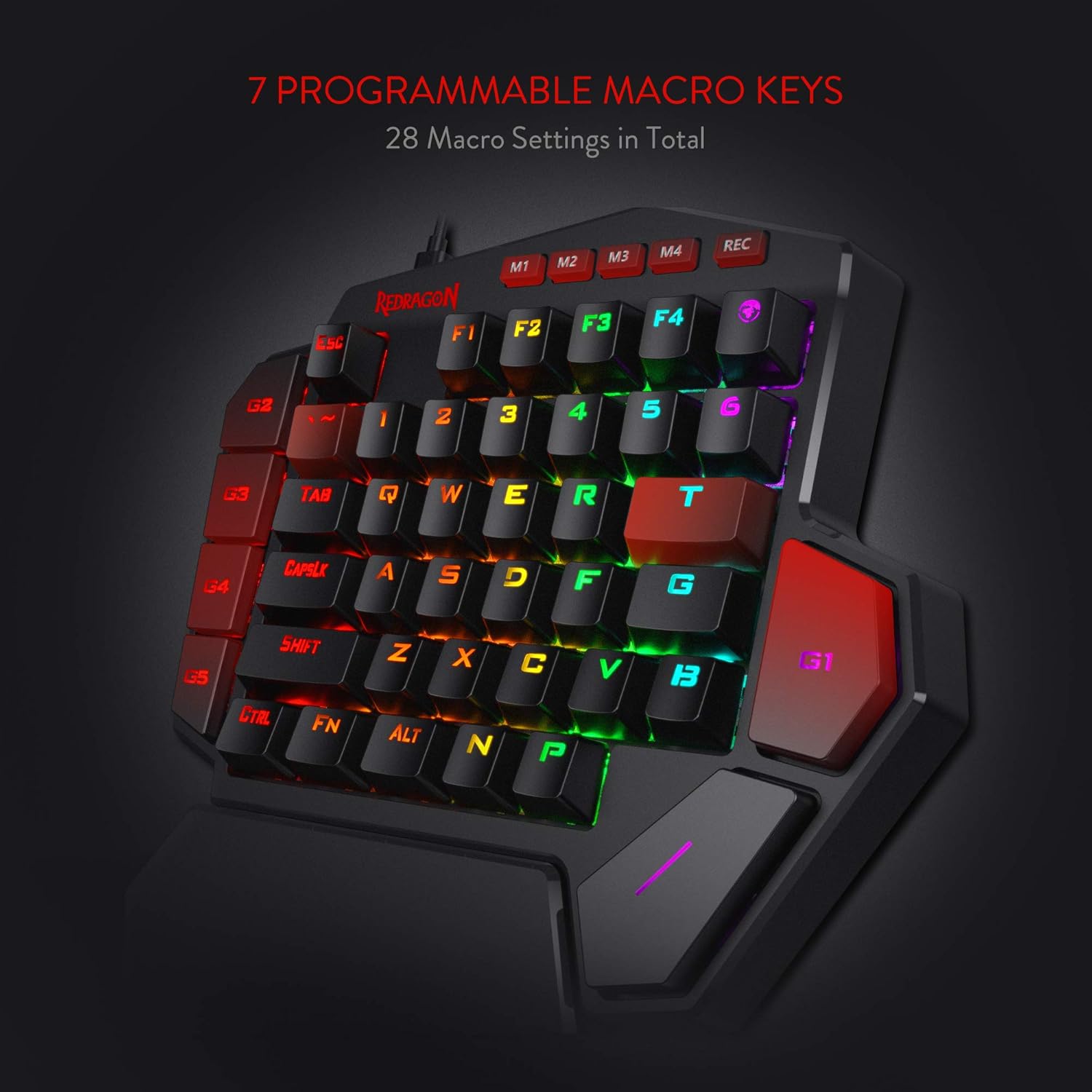 Thumbnail 1 de Redragon K585 DITI one-handed RGB mechanical gaming keypad with 7 macro keys (Type-C wired)