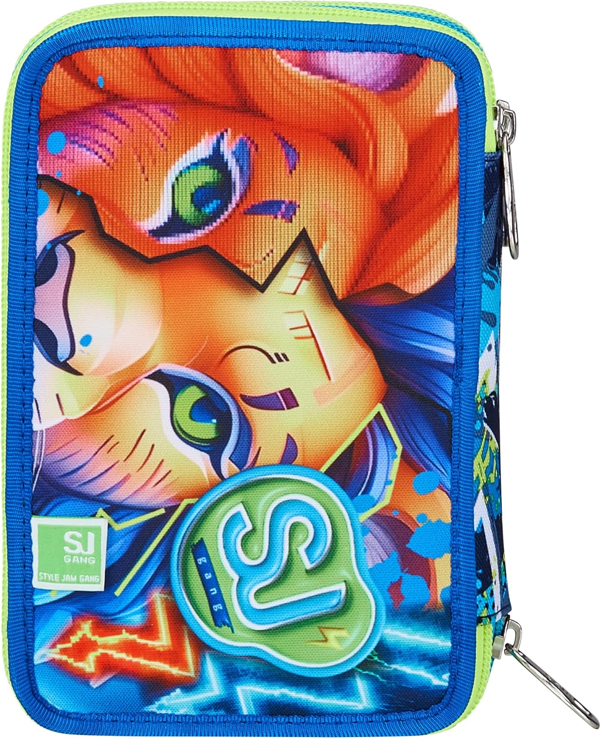 Thumbnail 6 de Trousse scolaire triple compartiment SJ GANG STYLE JAM GANG, 3 zips, bleu, avec stylets, crayons et accessoires