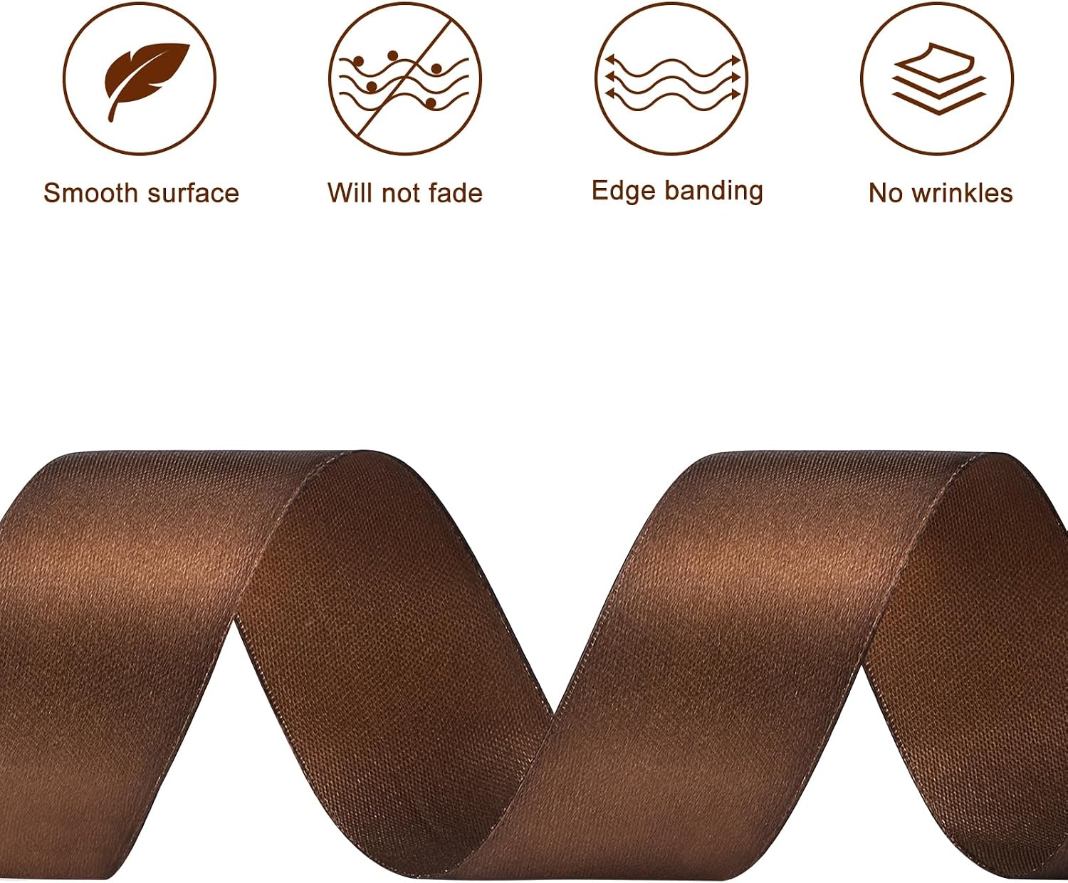 Detalle de CLUEWR Brown Satin Ribbon, 1-1/2-Inch Wide, 50-Yard Roll