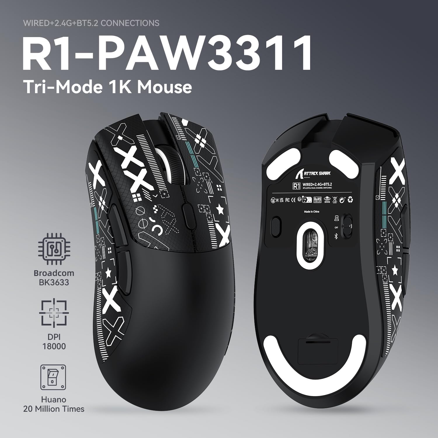 Thumbnail 1 de ATTACK SHARK R1 souris gaming 59 g