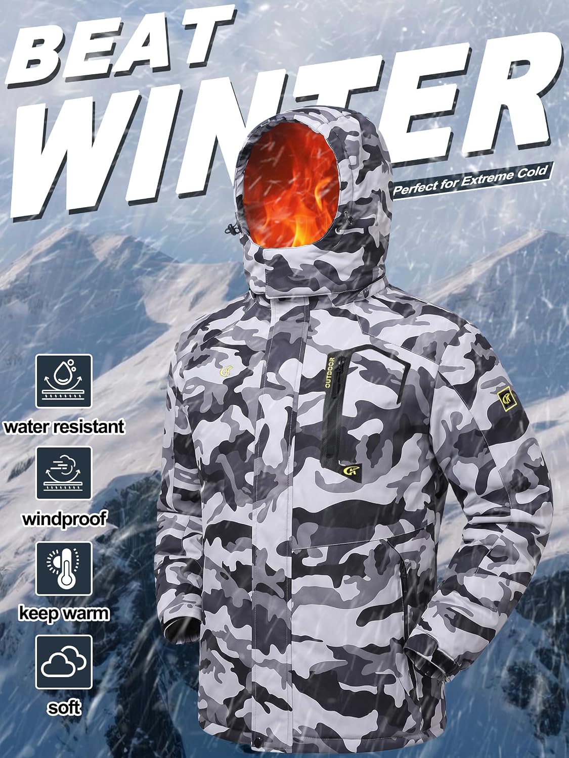 Thumbnail 4 de QPNGRP Mens Waterproof Ski Jacket
