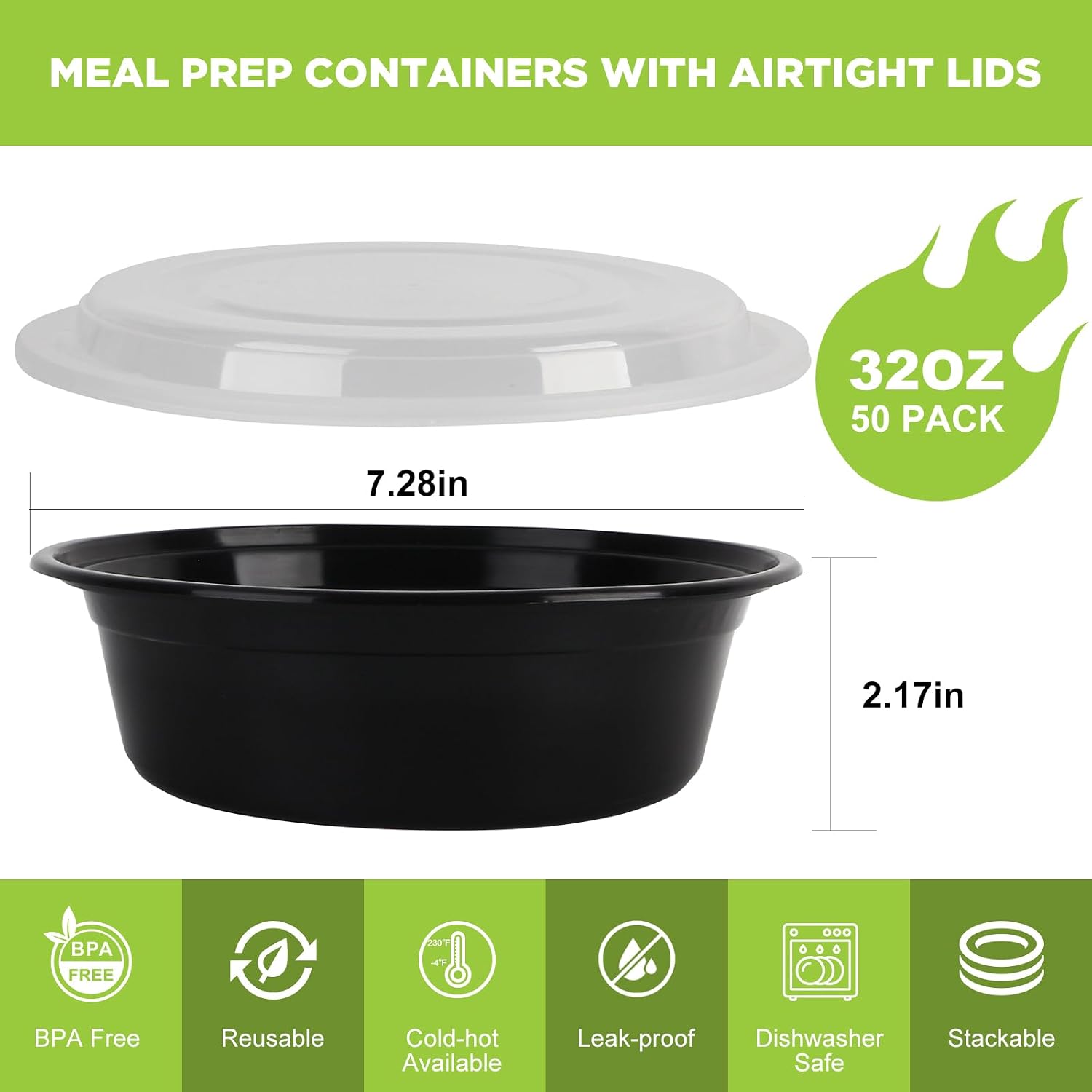 Detalle 2 de WGCC 50-Pack 32oz Meal Prep Containers