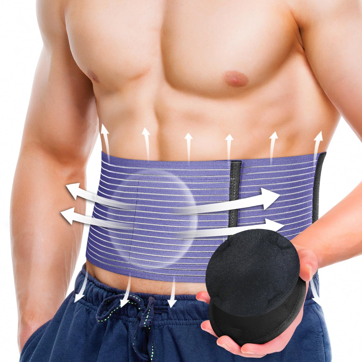 Detalle de BLITZU Umbilical Hernia Belt, Adjustable Support with 2 Compression Pads