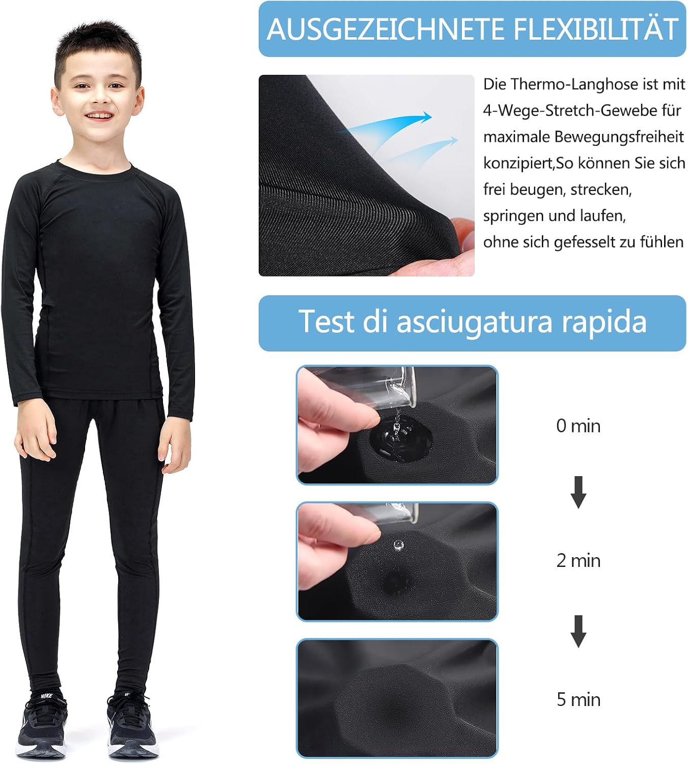 Thumbnail 1 de Fengzio Set intimo termico per bambini traspirante e rapida asciugatura