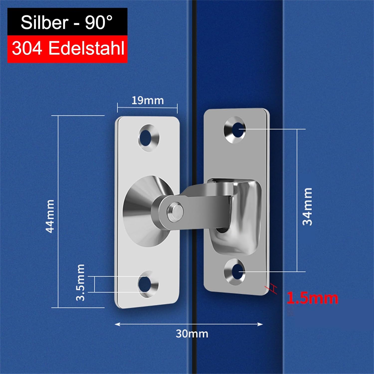 Thumbnail 1 de Anhoer 90° Schiebetürschloss – 304 Edelstahl Riegelschloss mit 4 Schrauben