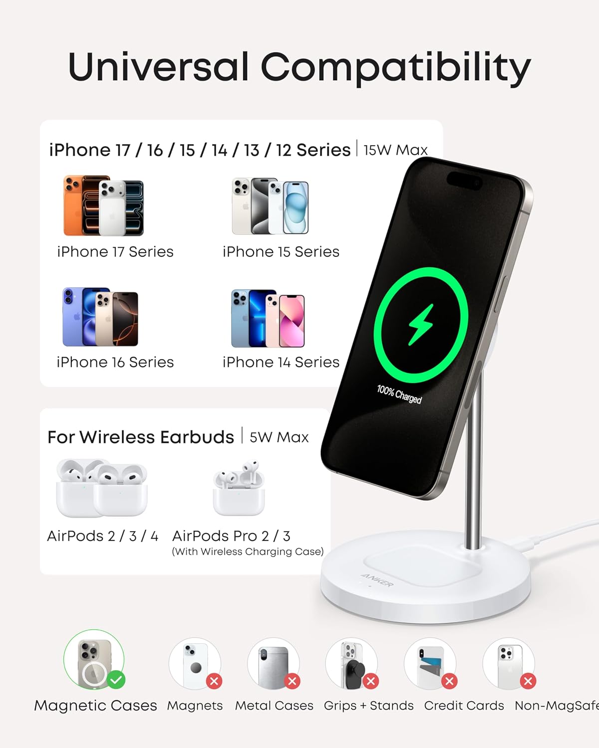 Thumbnail 5 de Anker MagGo 2-in-1 Wireless Charger 15W