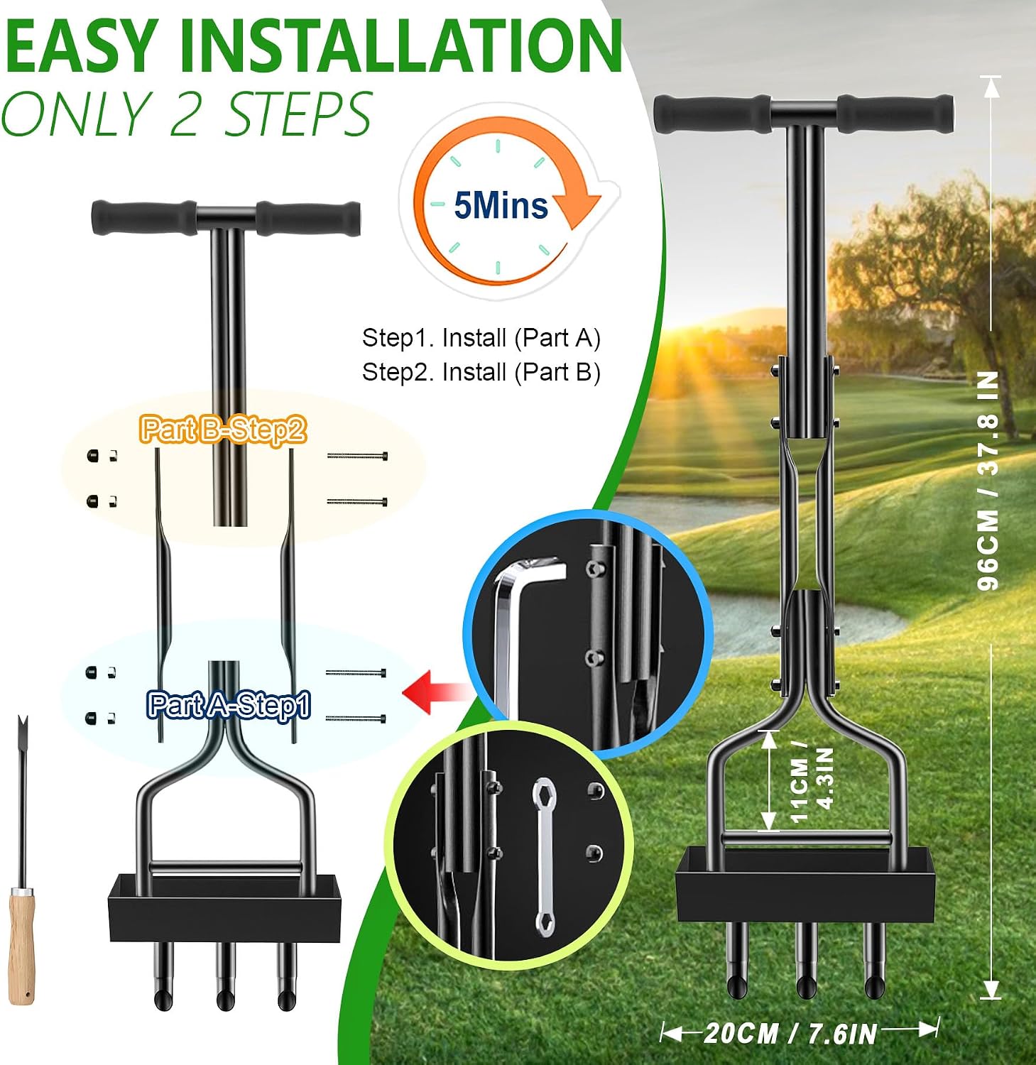 Thumbnail 3 de EEIEER Lawn Aerator Hollow Tine 3kg