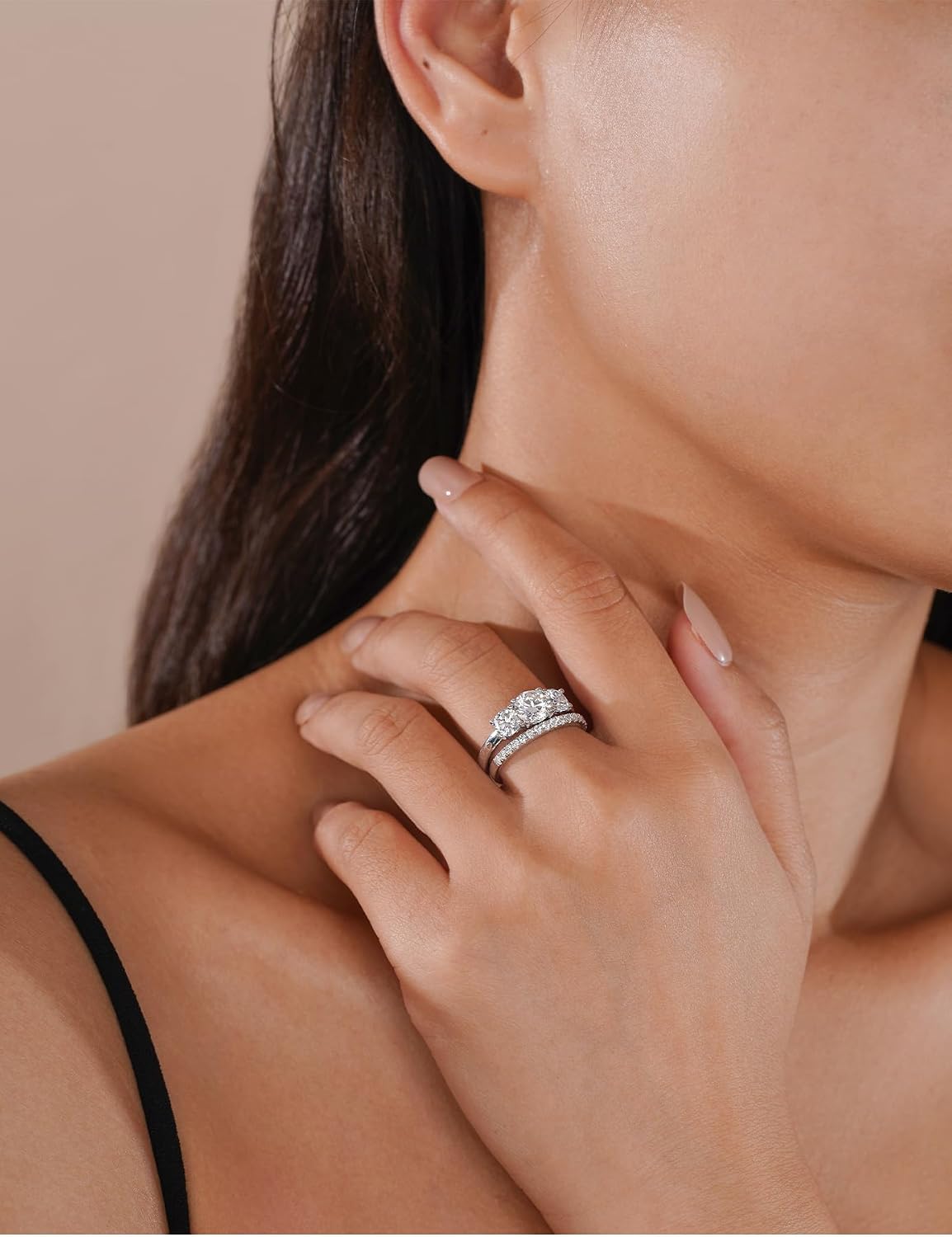 Detalle 2 de IMOLOVE Moissanite Wedding Band Size 4-11 💍
