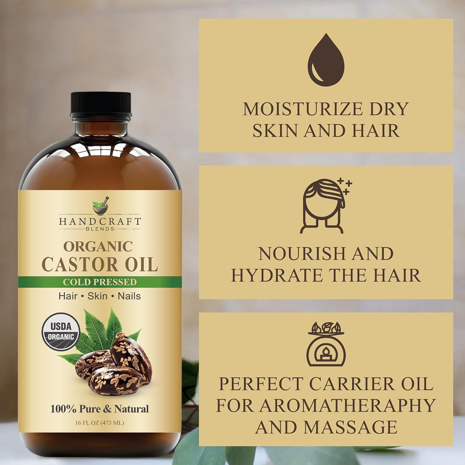 Thumbnail 4 de Handcraft Blends Cold-Pressed Castor Oil, 16 Fl Oz ⚙