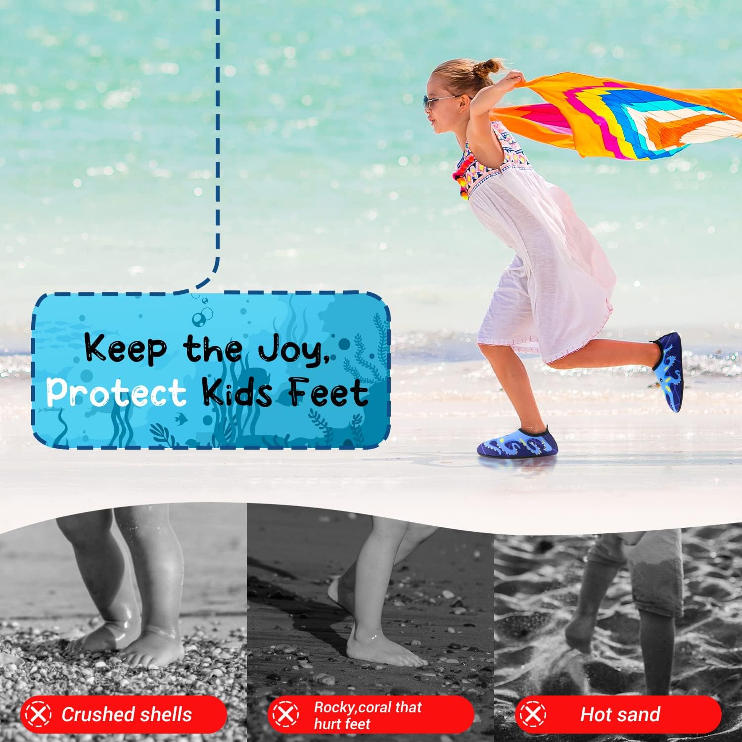 Detalle 2 de Kids Water Shoes Toddlers Swim Beach Shoes – Dinosaur clogs & aqua socks style for non-slip quick-dry play