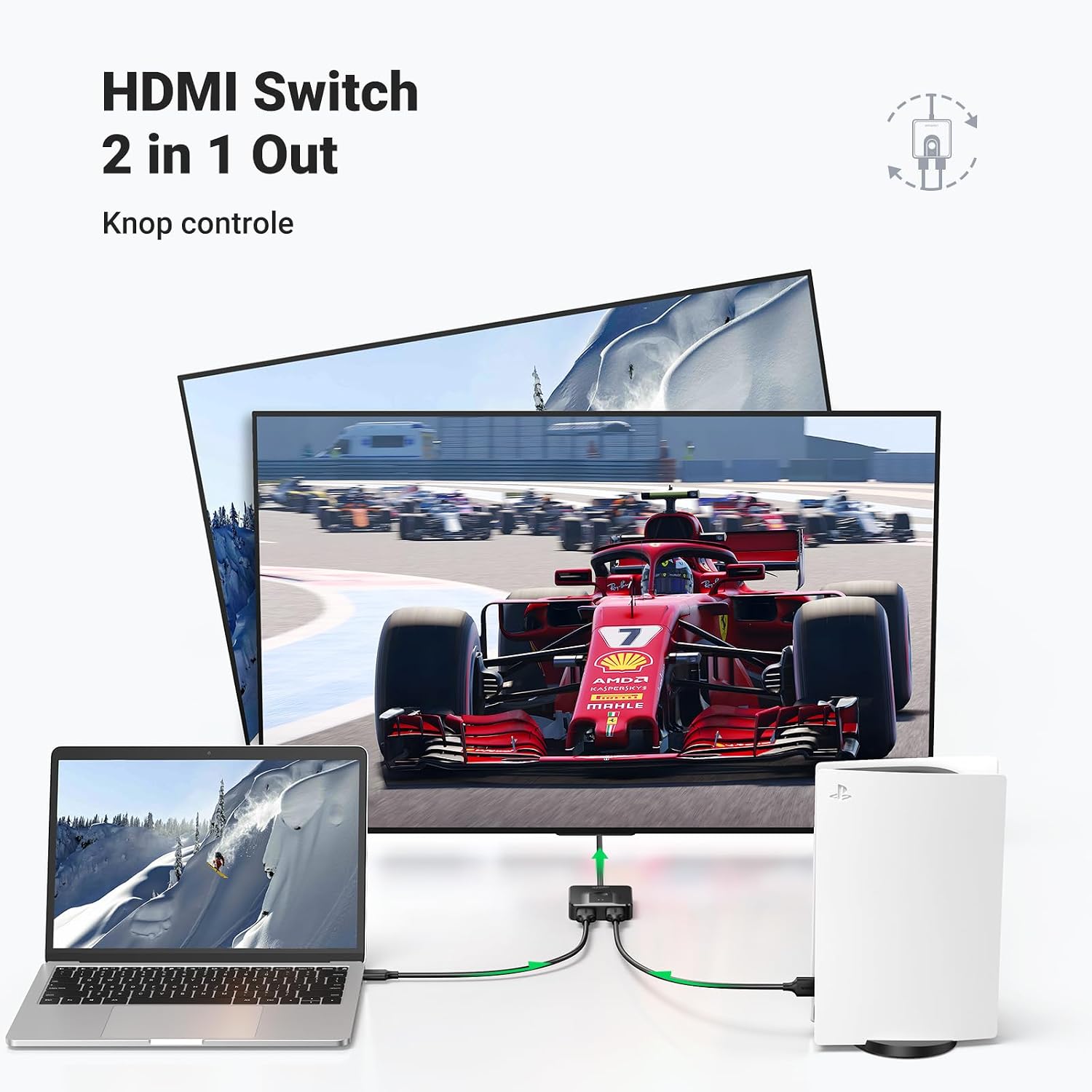Thumbnail 1 de UGREEN bidirectionele HDMI-switch 4K@60Hz, 2-in-1-out/1-in-2-out met kabel