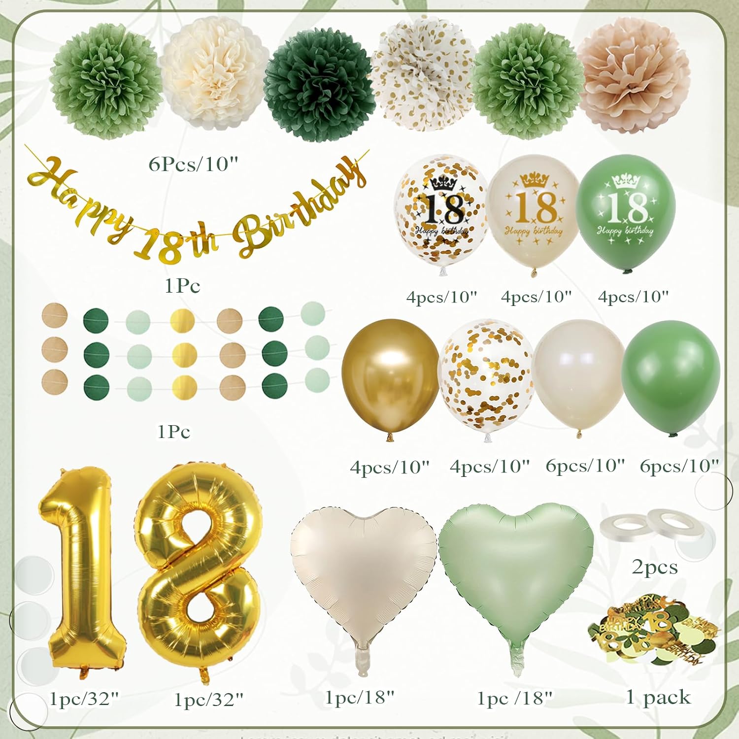 Detalle 2 de Almaxi decorazioni 18 anni verde oro
