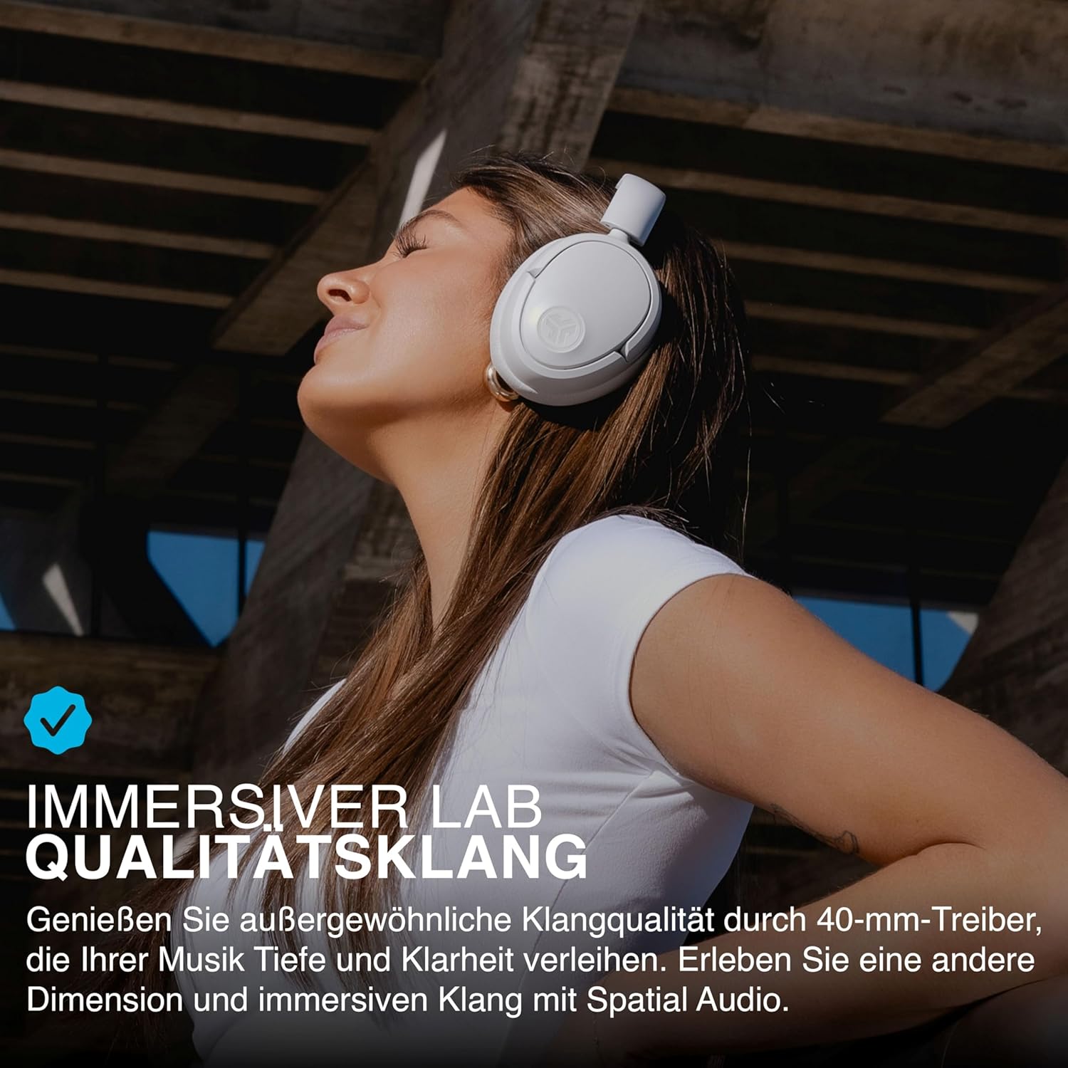 Thumbnail 2 de JLab JBuds LUX ANC Over-Ear Bluetooth-Kopfhörer mit Mikrofon, Hybrid ANC und 70+ Std. Laufzeit (Wolkenweiß)