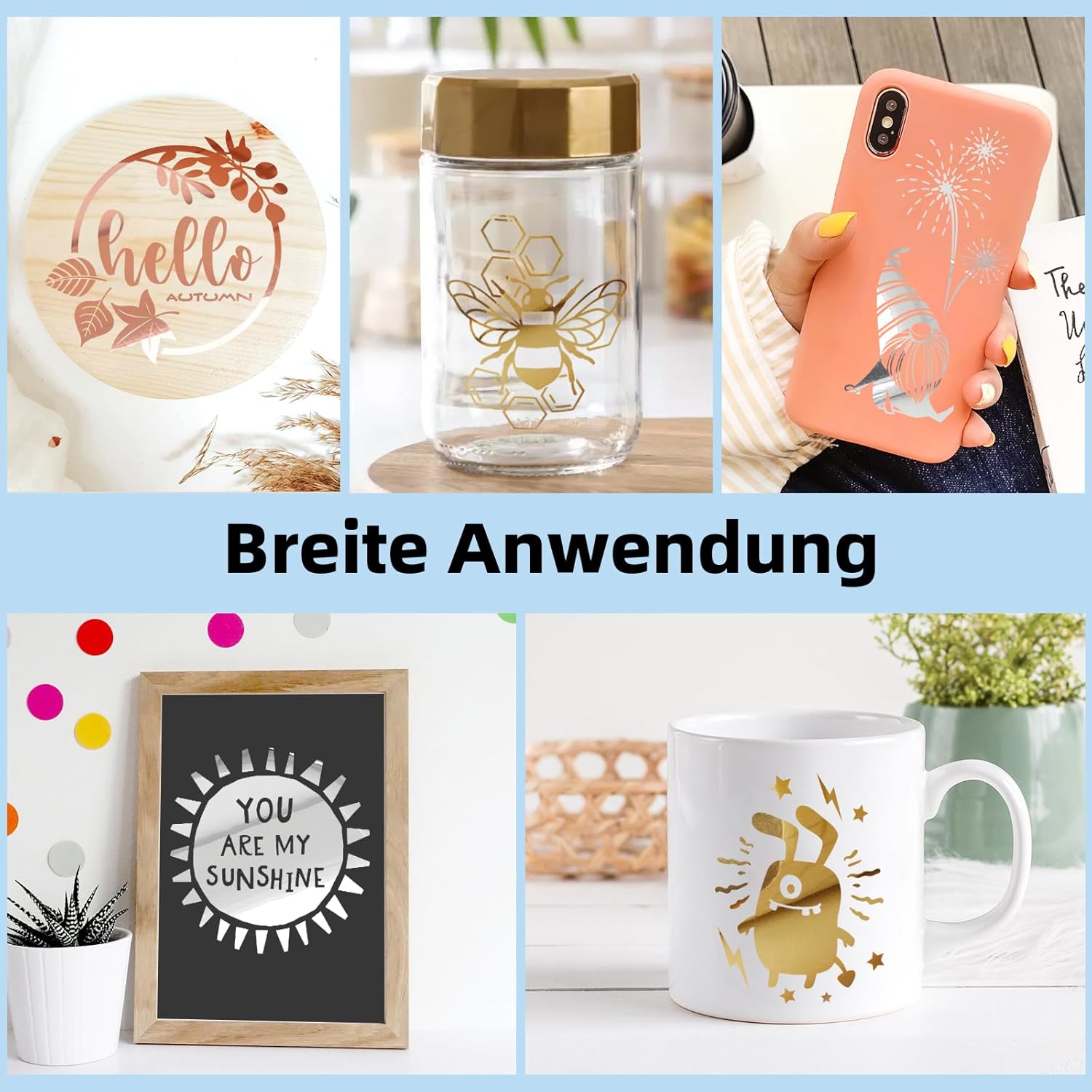 Thumbnail 5 de IModeur Vinylfolie Rollensatz 30,5 x 300 cm – Gold Glänzend, Silber Glänzend, Rosegold – 3 Rollen