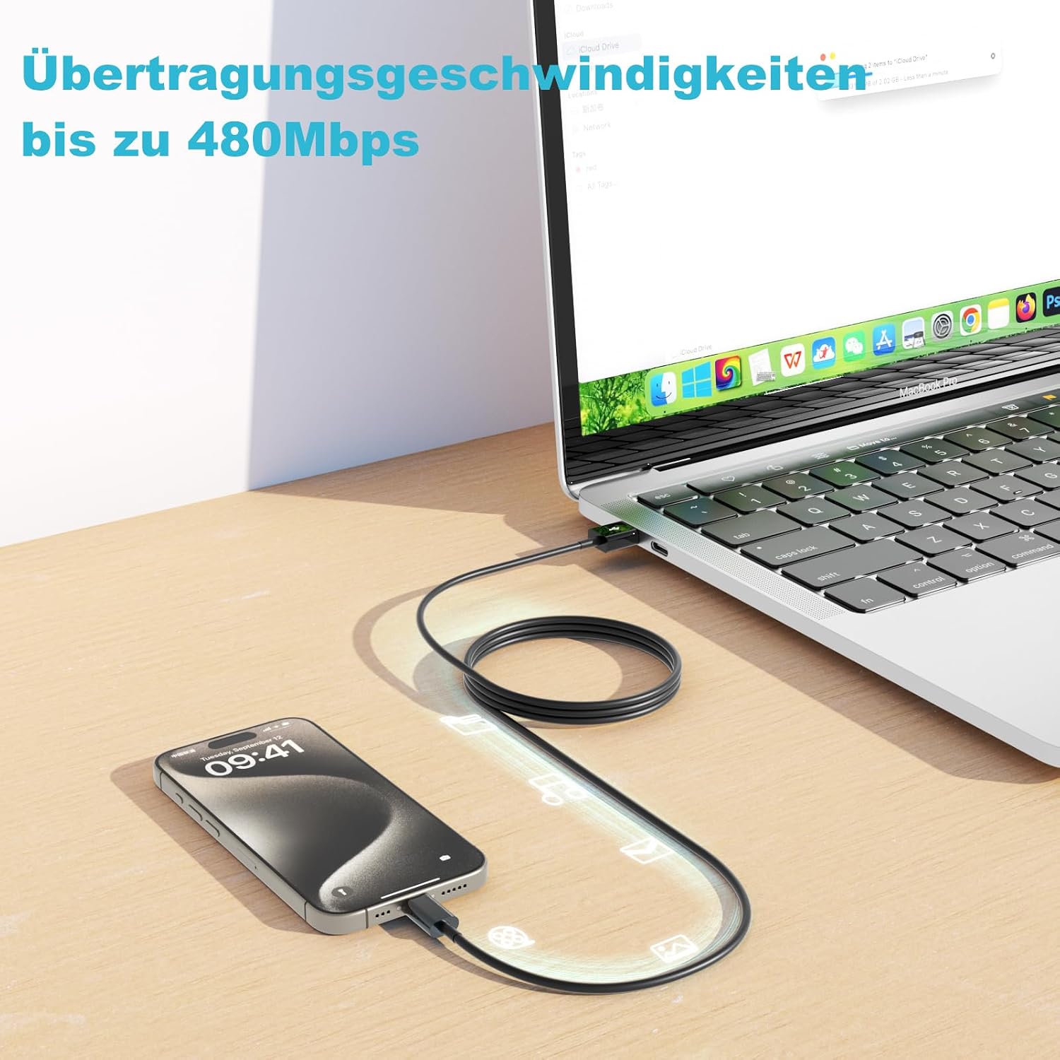 Thumbnail 3 de ANSEIP USB C Ladekabel 1M – CarPlay Kabel für iPhone 15/16, USB-A zu USB-C, kompatibel auch mit iPad & Co.