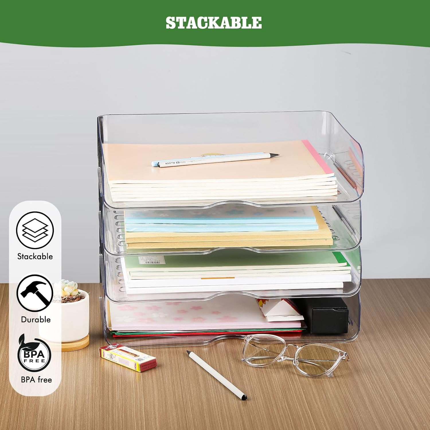Detalle 1 de Greentainer A4 Ablagekorb 4er Set