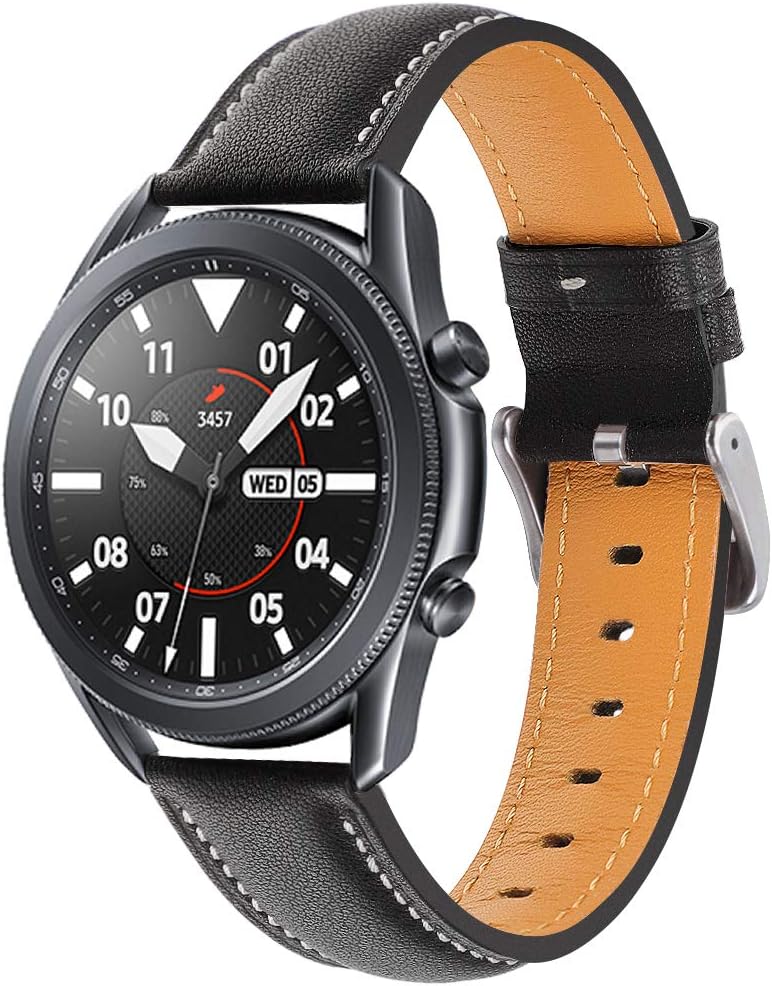 Detalle de INF Armband für Samsung Galaxy Watch 3 (45 mm) aus echtem Leder, schwarz