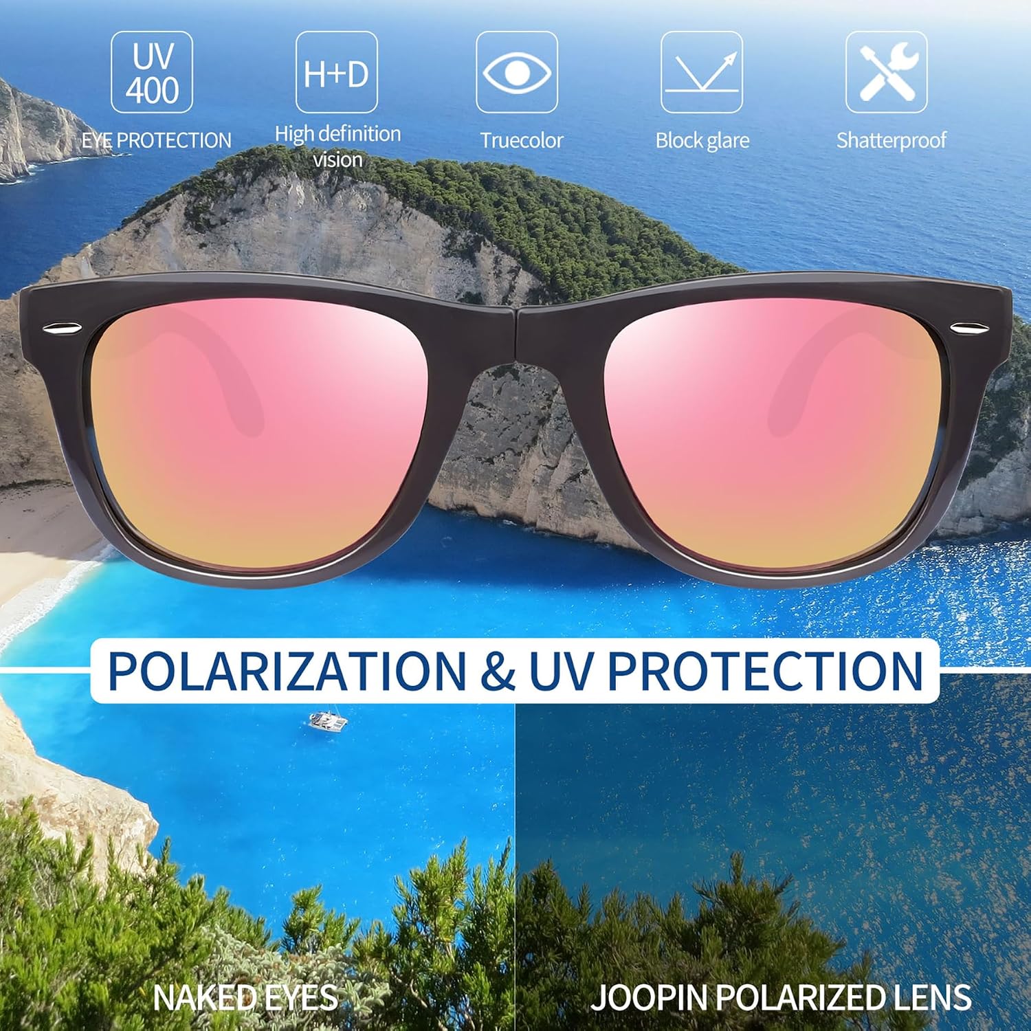 Detalle 1 de Joopin Occhiali da Sole Pieghevoli UV400