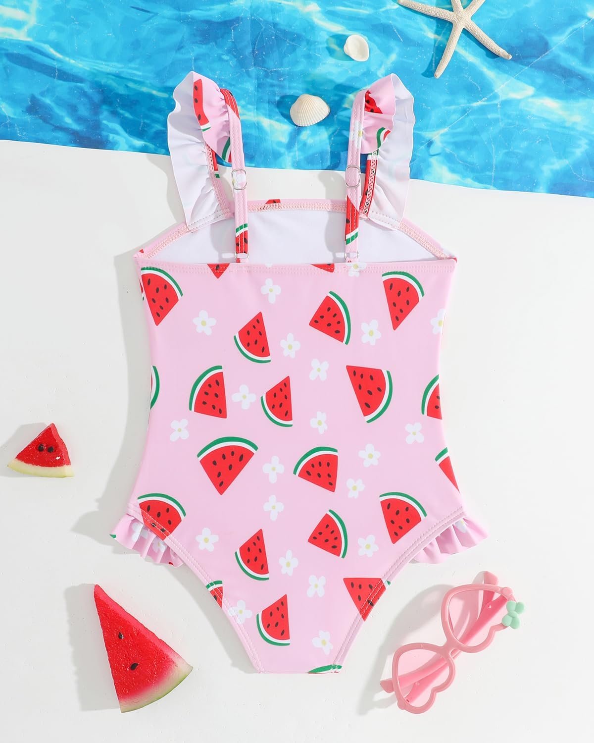 Detalle de FishingDino Toddler Girls Swimming Costume 1-6T – Adorable, adjustable, quick-dry one-piece