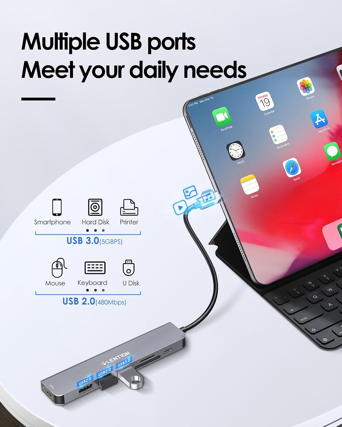 Detalle 2 de LENTION CB-CE18 USB C Hub