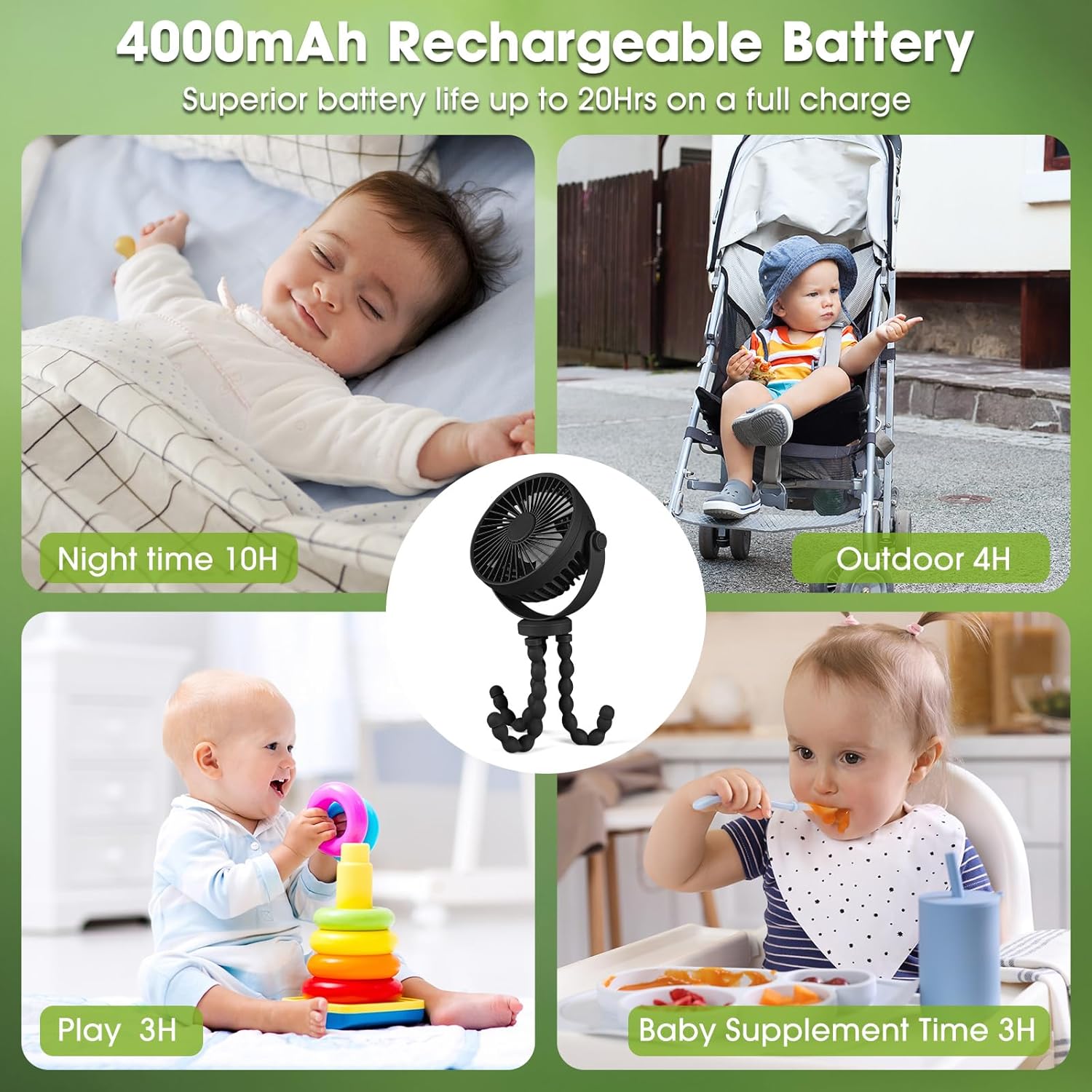 Thumbnail 3 de POPERFUN Portable Pram Fan – Rechargeable Clip-On Stroller Fan with 360° Rotation