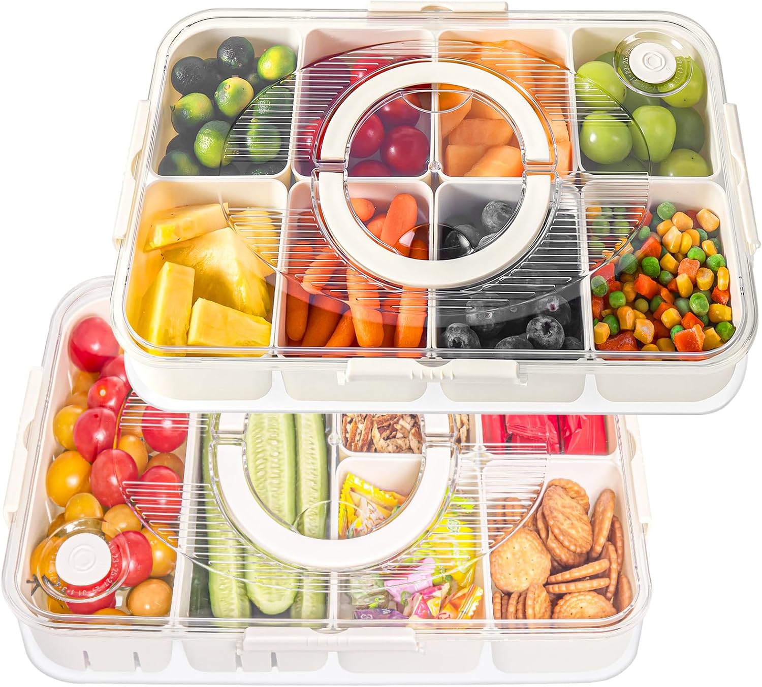 Detalle de Luxear 0802-WT snackboxenset met 8 + 6 vakken, afneembare vakjes