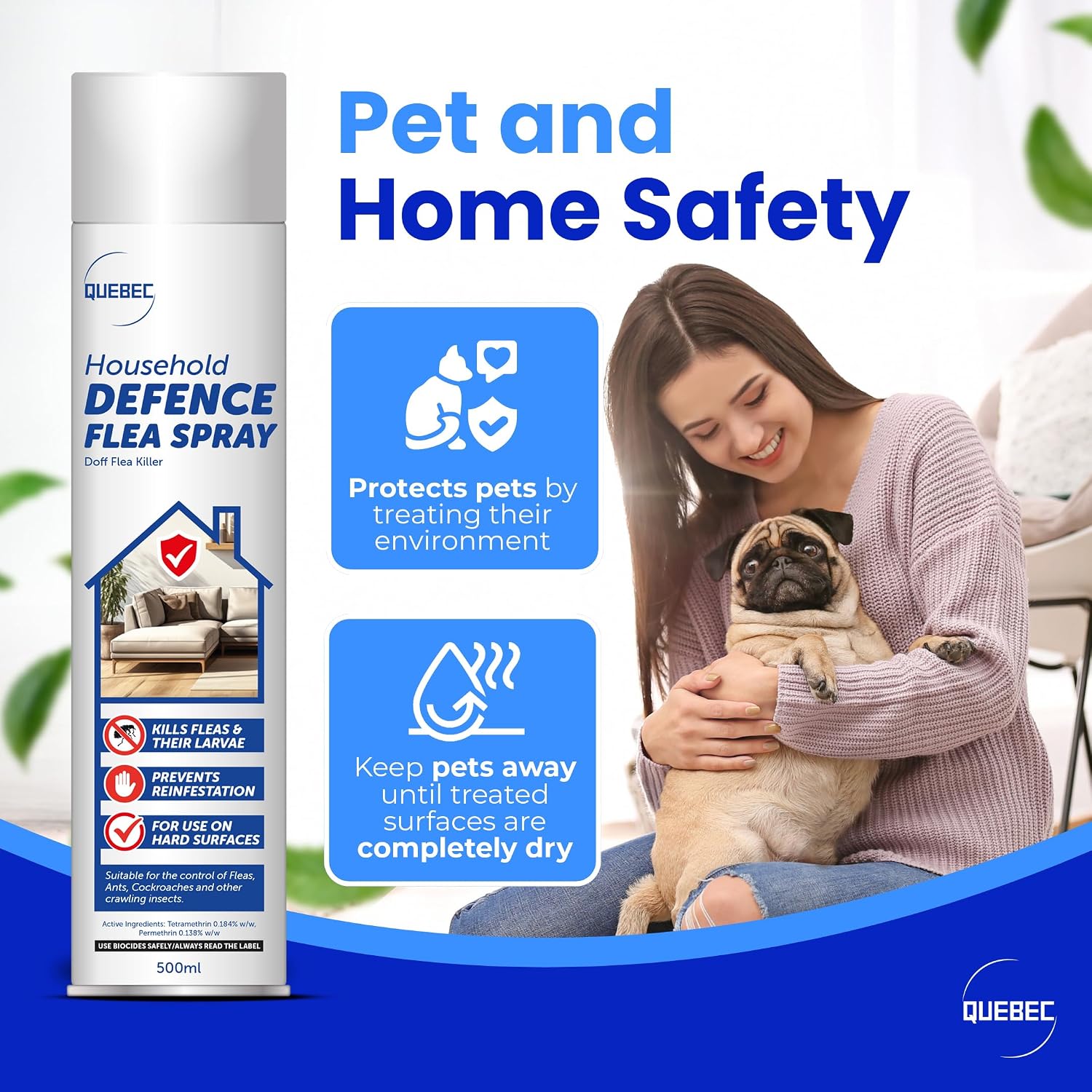Thumbnail 6 de Quebec Household Flea Spray for the Home – Powerful Indoor Flea & Pest Control (500ML)