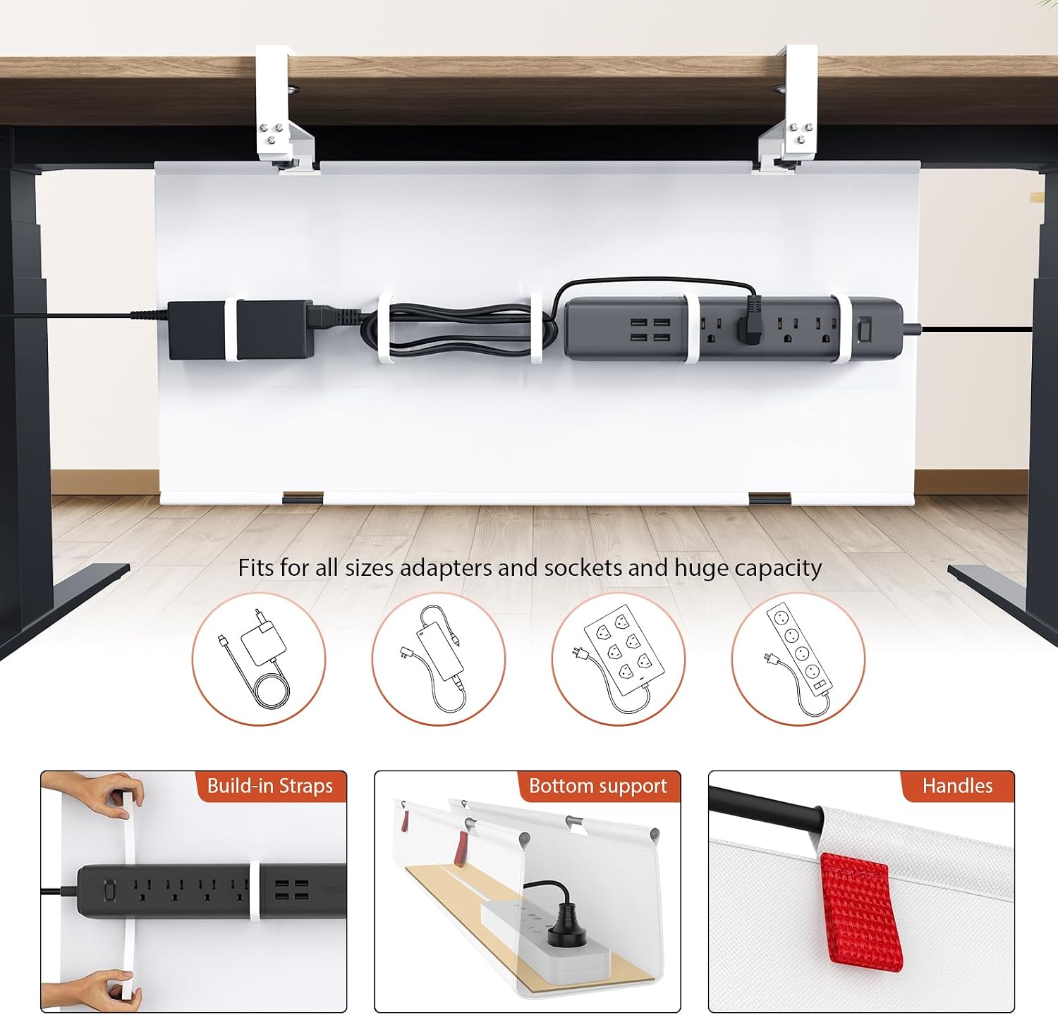 Thumbnail 2 de Univivi Kabelkanal für Schreibtisch-Unterseite (70 cm) ohne Bohren – Kabelmanagement für Büro und Zuhause