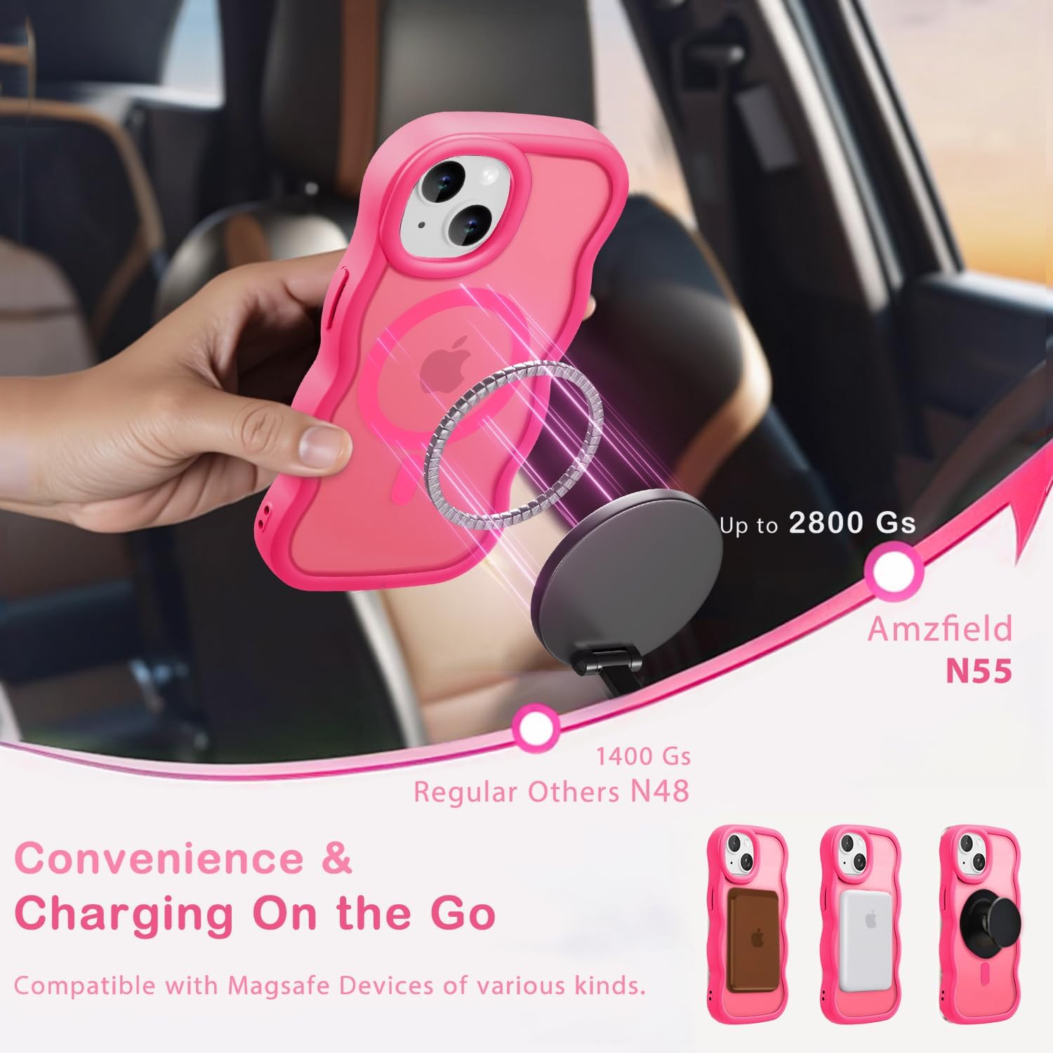 Detalle 2 de Amzfield Magnetic iPhone 15 Plus Case 48‑magnet