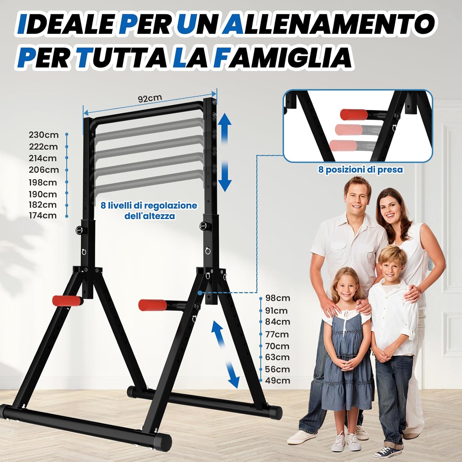Detalle 2 de DOBESTS Power Tower Dip Station stazione multifunzione per trazioni e dip 🏋