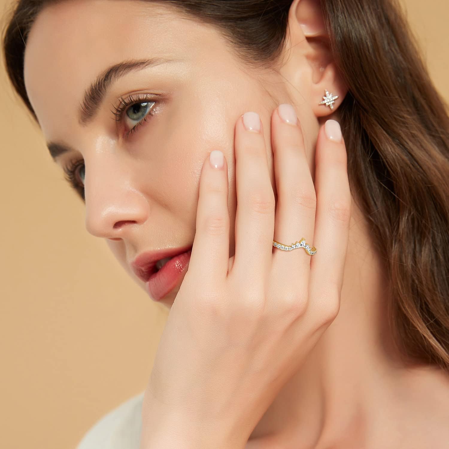 Thumbnail 3 de Titaniumcentral Vorsteckring Damen – zierlicher Eternity Ring mit Rosen- und Silberschliff, Zirkonia