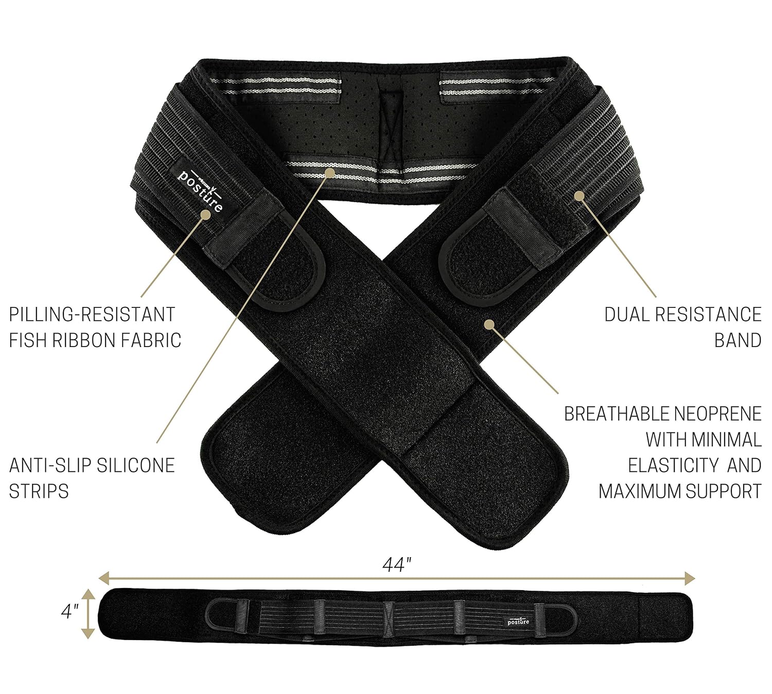 Detalle de Vriksasana Sacroiliac Hip Belt for SI Joint Support (Regular, Black)